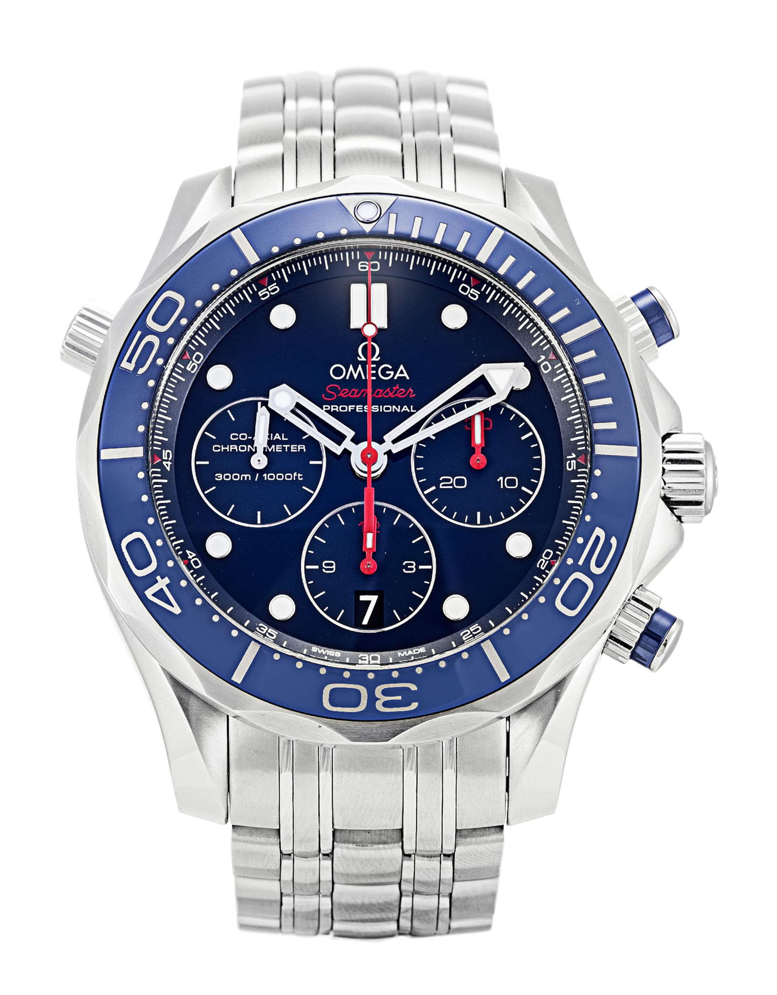 Omega Seamaster 300m Blue Case Stick Markers 212.30.44.50.03.001 44MM