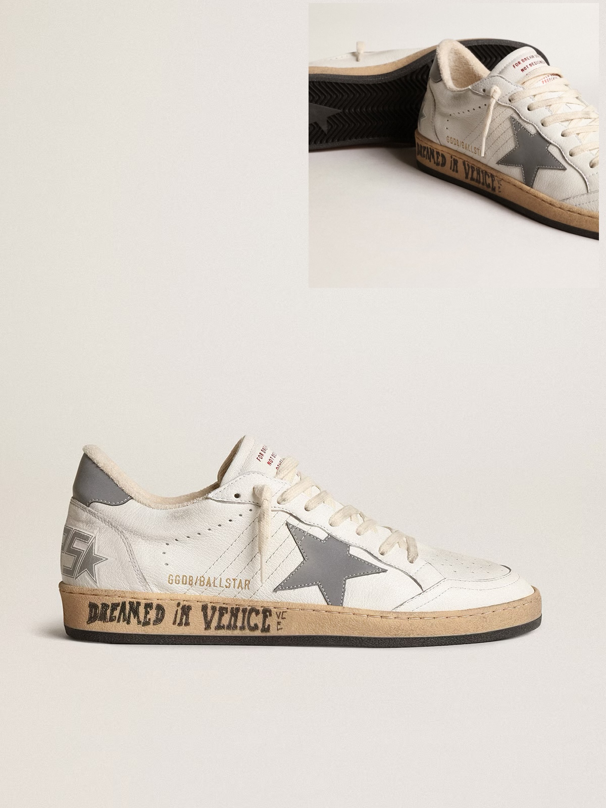 Golden Goose GGDB Golden Goose GGDB Ball Star in nappa with gray reflective nylon star and heel tab