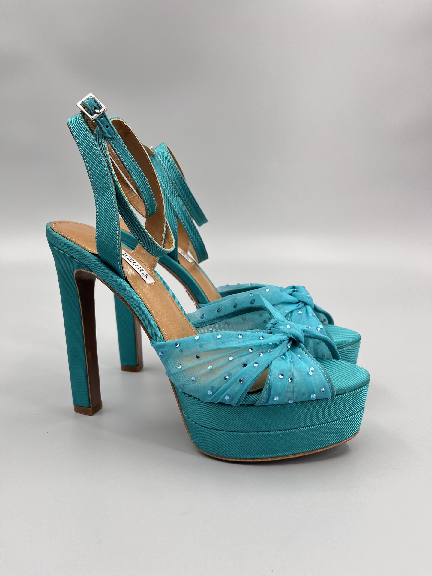 AQUAZZURA Rhinestone Embellished High Heeled Sandals Slipper Shoes