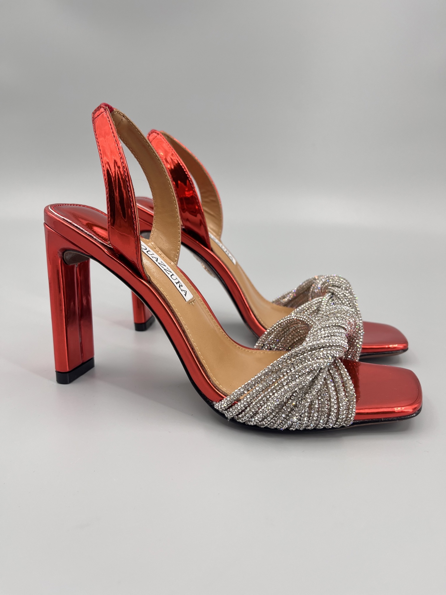 AQUAZZURA Rhinestone Embellished High Heeled Sandals Slipper Shoes