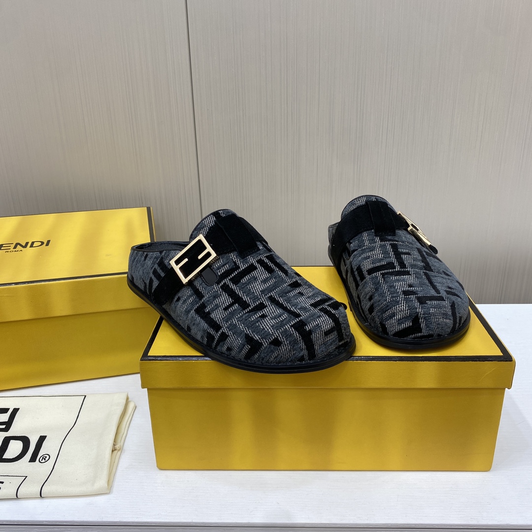 Fendi Old Flower Half Drag Strap FF Baguette Decorative Buckle Sandals Slipper