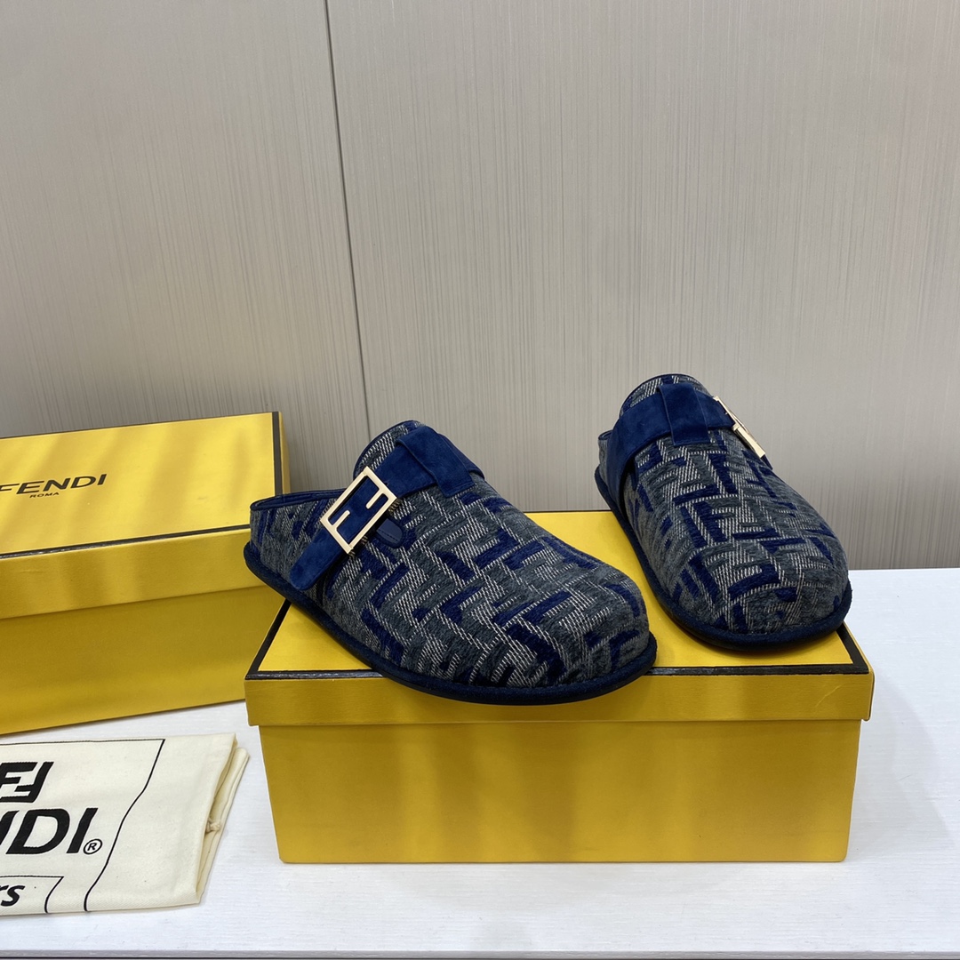 Fendi Old Flower Half Drag Strap FF Baguette Decorative Buckle Sandals Slipper
