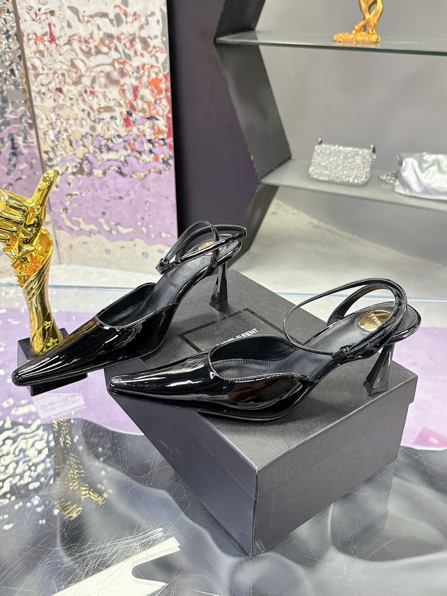 Saint Laurent YSL Classic Pointed Toe Heels Sandals Slippers Shoes