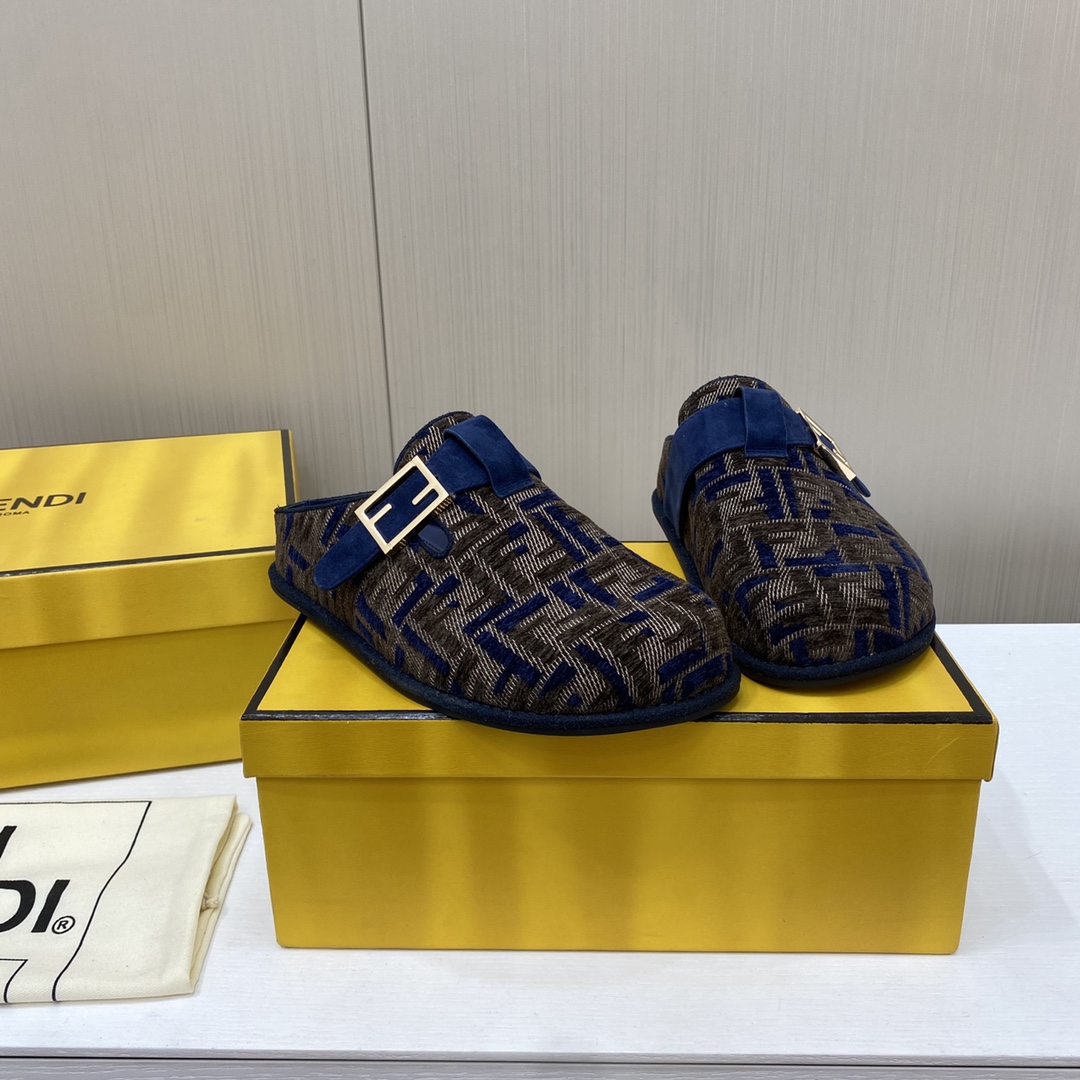 Fendi Old Flower Half Drag Strap FF Baguette Decorative Buckle Sandals Slipper