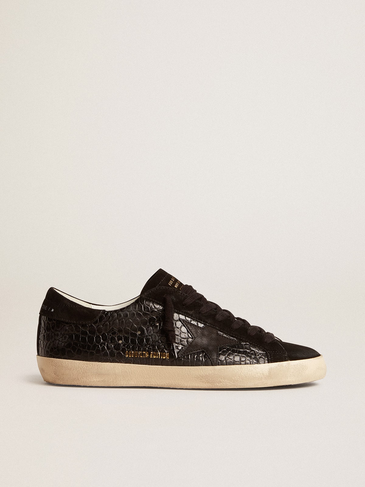 Golden Goose GGDB Men's Super-Star LTD in crocodile-print leather with black suede inserts