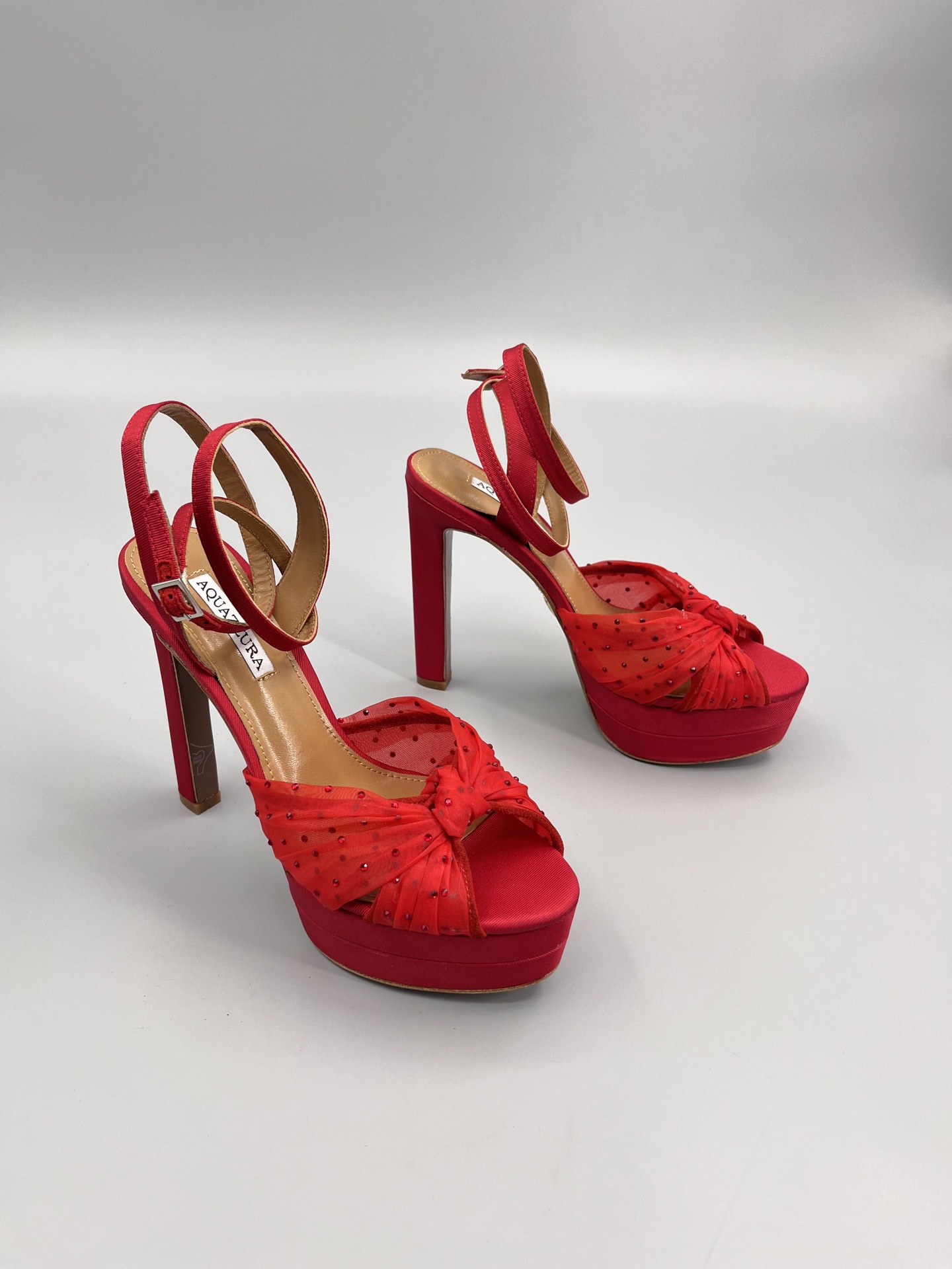 AQUAZZURA Rhinestone Embellished High Heeled Sandals Slipper Shoes