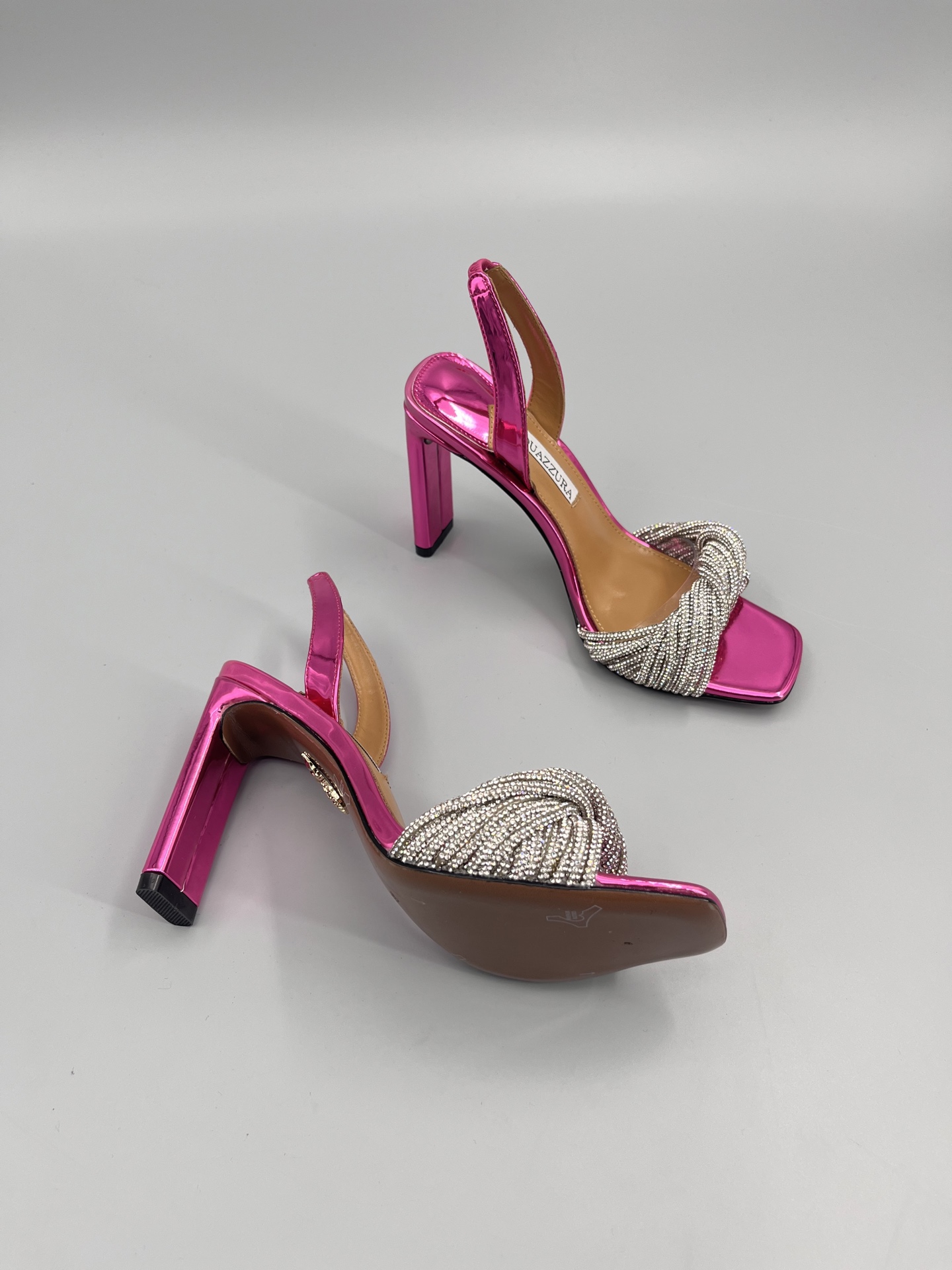 AQUAZZURA Rhinestone Embellished High Heeled Sandals Slipper Shoes