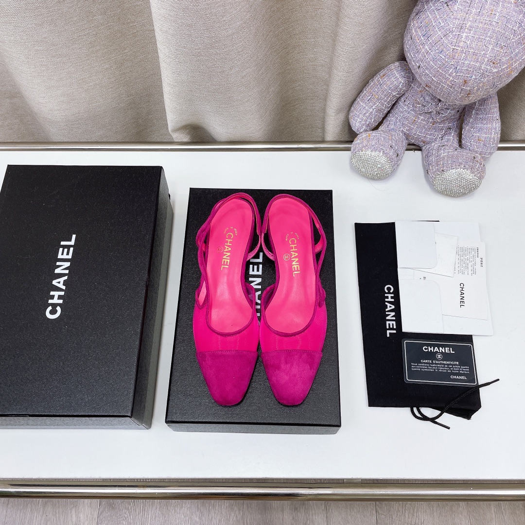 Chanel Chunky Heel High Heeled Rear Hollow Sandals Slipper Shoes