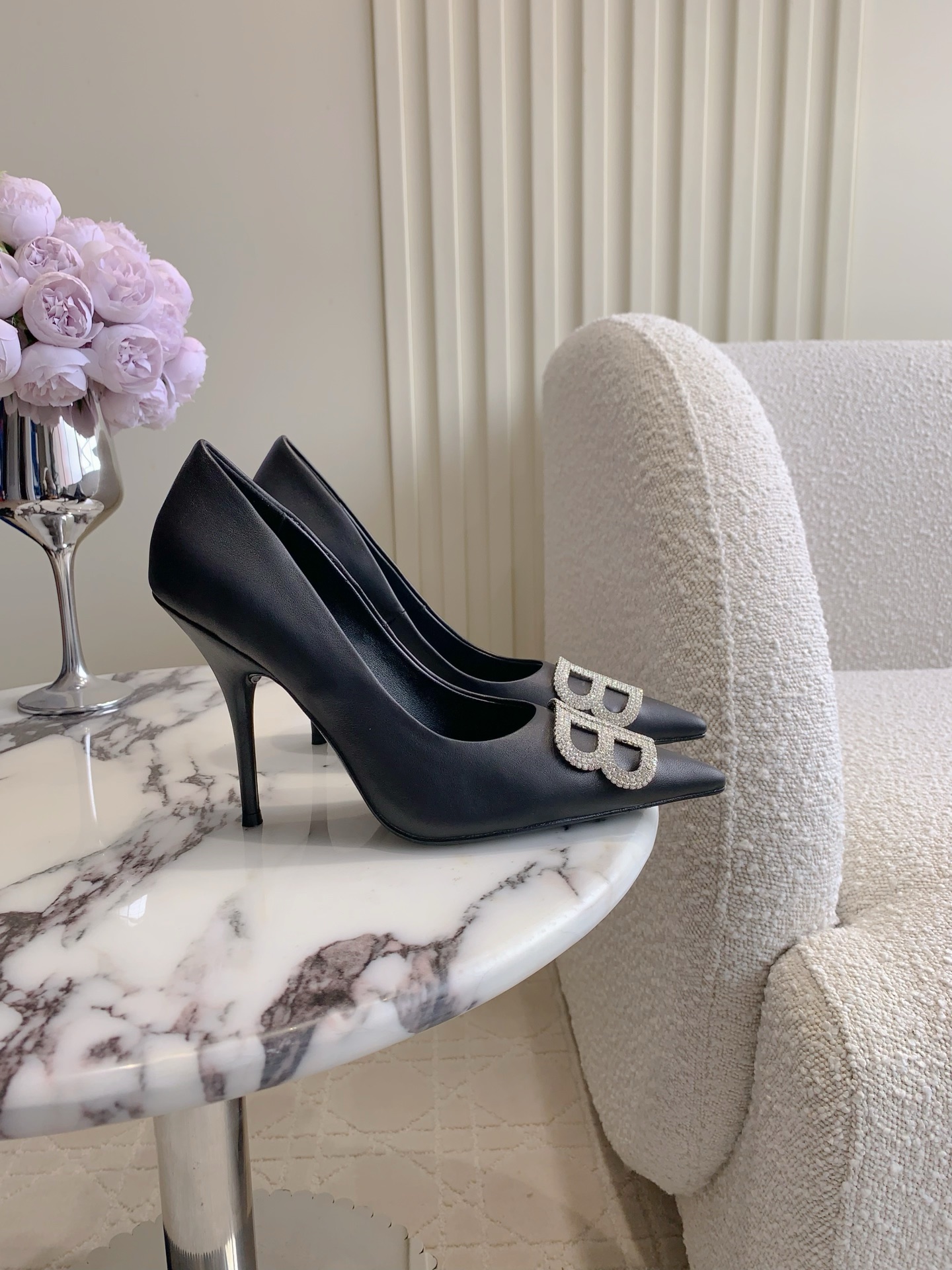 Balenciaga Classic Pointed Toe High Heel Mule Half Sandals Slipper Heels Shoes