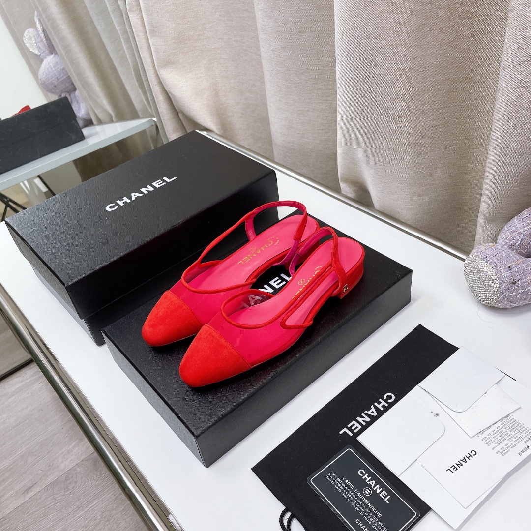 Chanel Chunky Heel High Heeled Rear Hollow Sandals Slipper Shoes