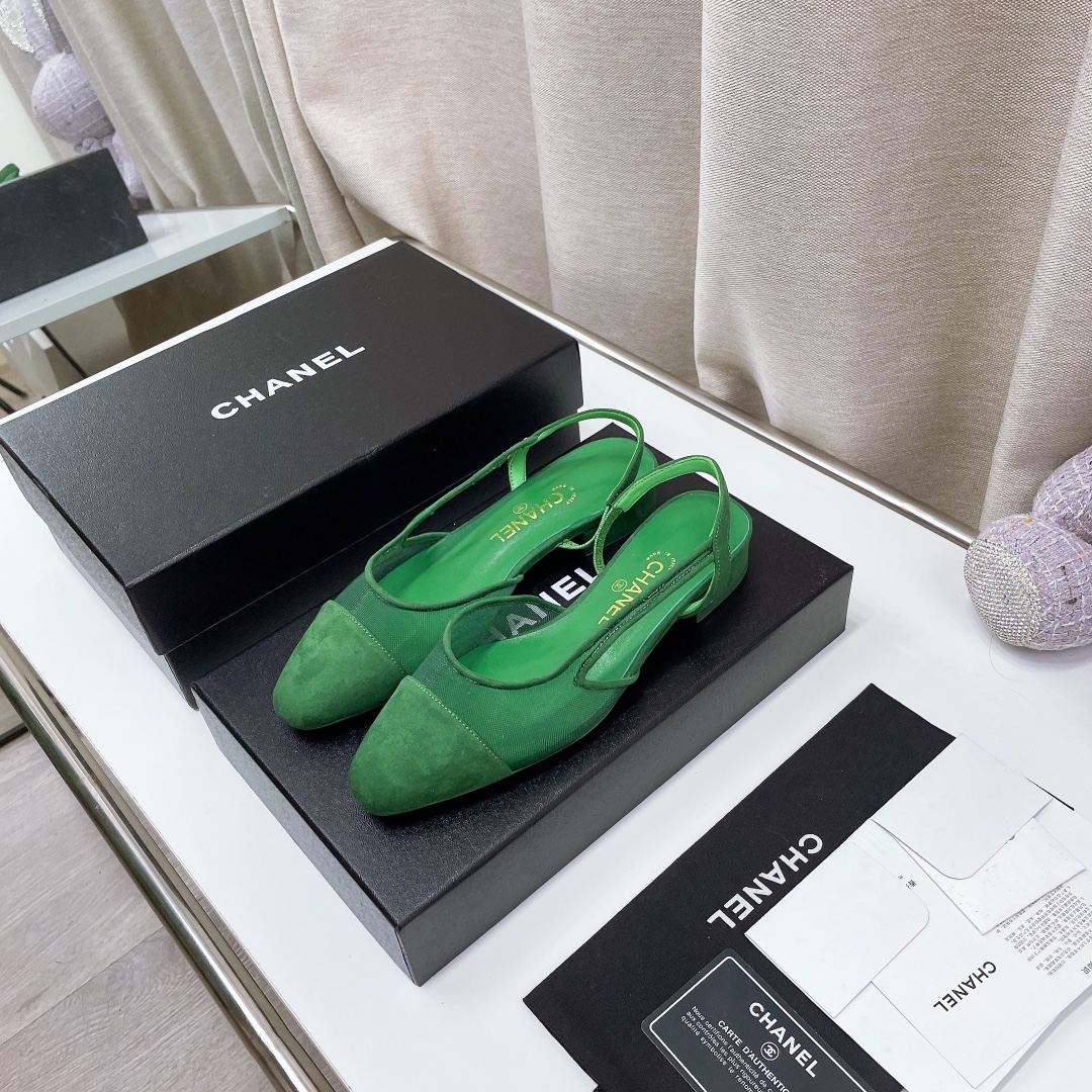 Chanel Chunky Heel High Heeled Rear Hollow Sandals Slipper Shoes