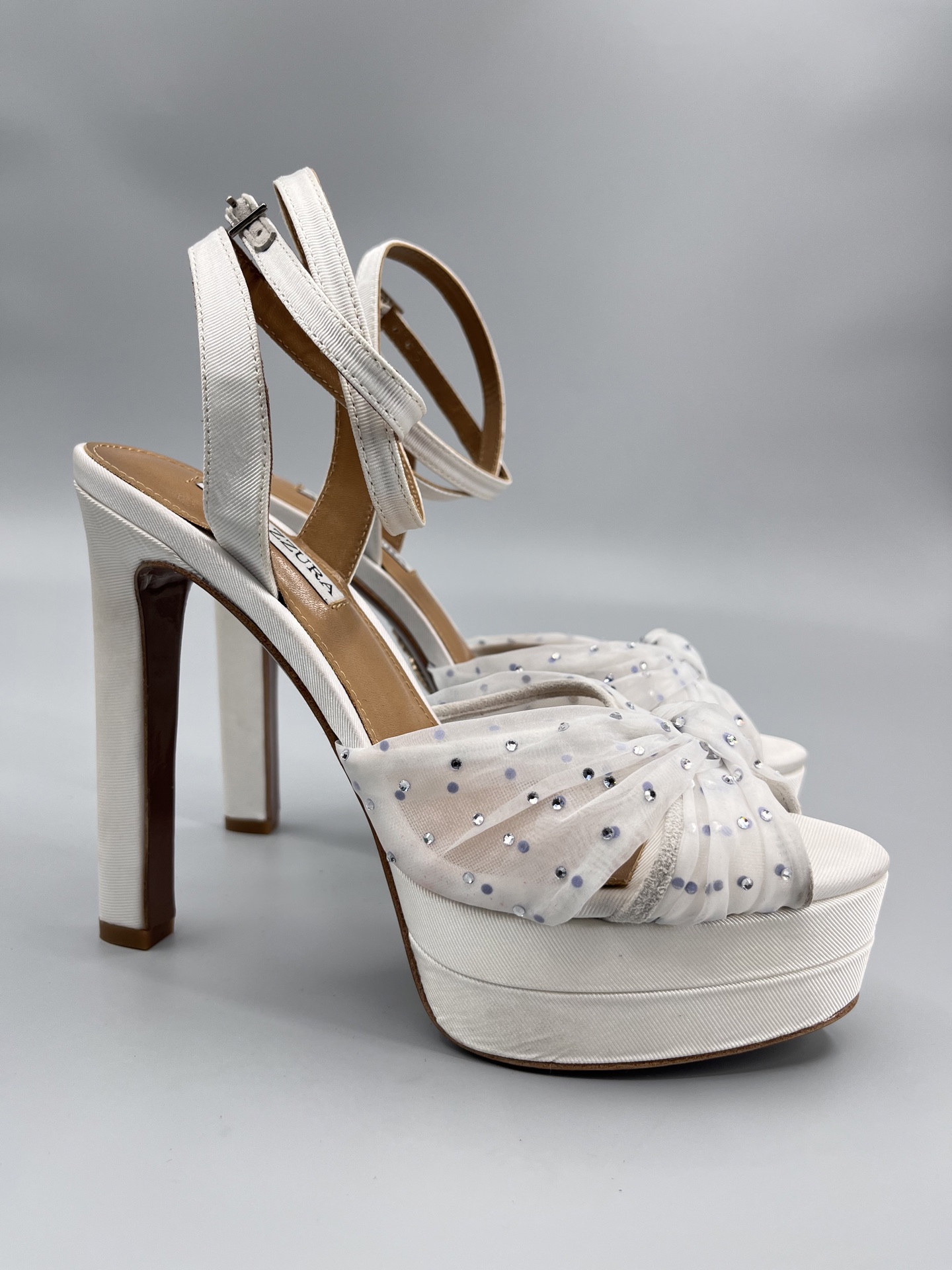 AQUAZZURA Rhinestone Embellished High Heeled Sandals Slipper Shoes