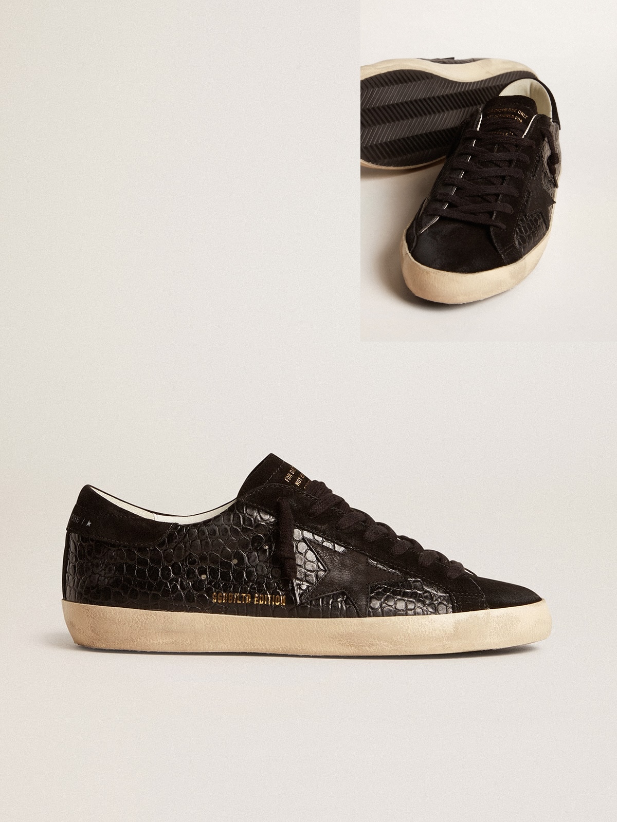 Golden Goose GGDB Men's Super-Star LTD in crocodile-print leather with black suede inserts