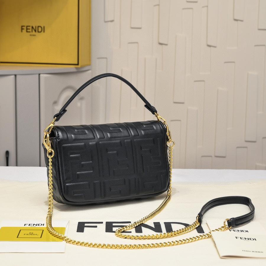Fendi Baguette Mini Black nappa leather bag with FF motif Shoulder Crossbody Bag
