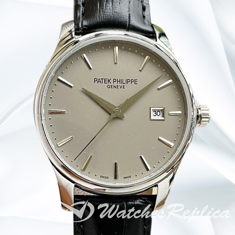 Patek Philippe Calatrava Men's 5227G 001 1 40mm Leather Strap Silver tone