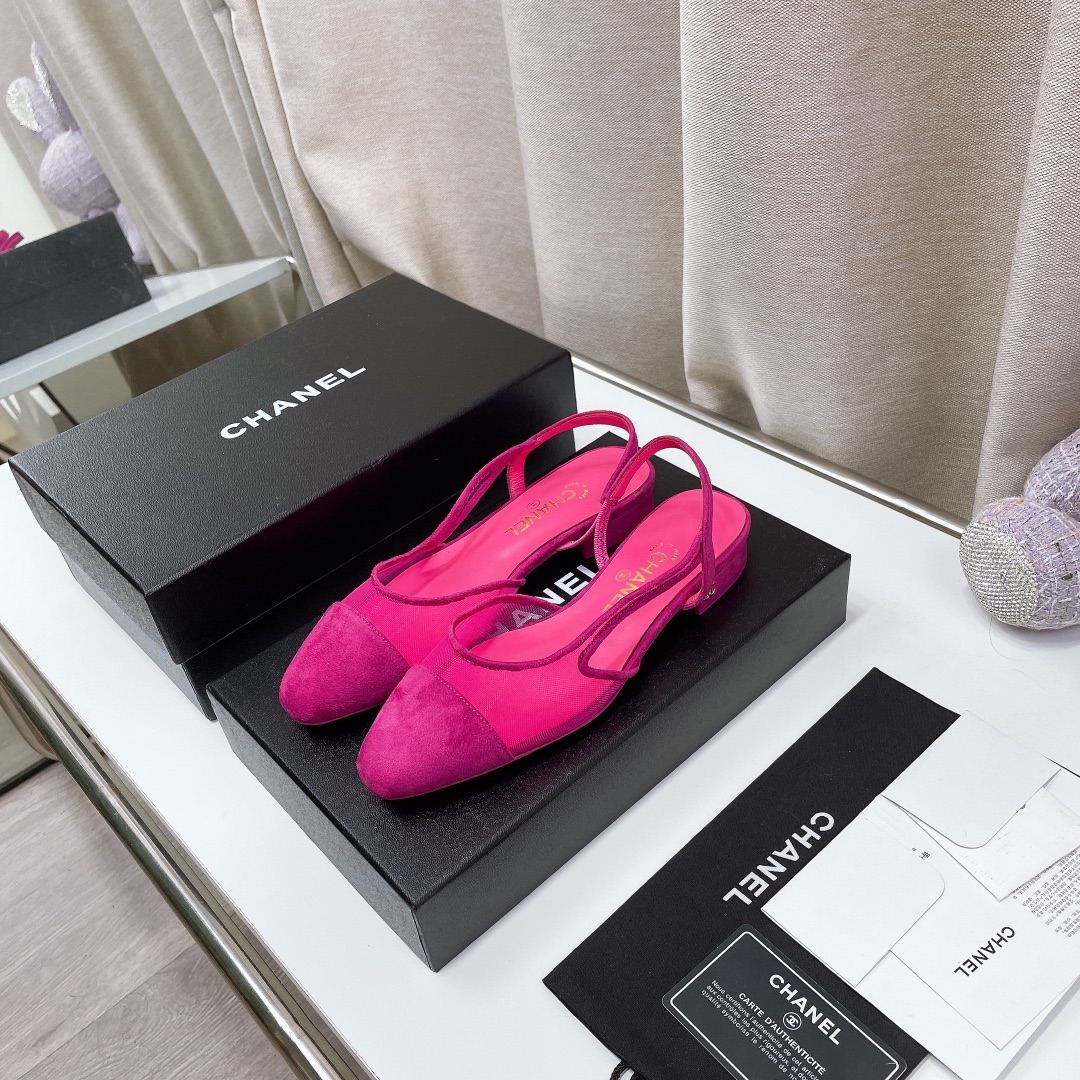 Chanel Chunky Heel High Heeled Rear Hollow Sandals Slipper Shoes