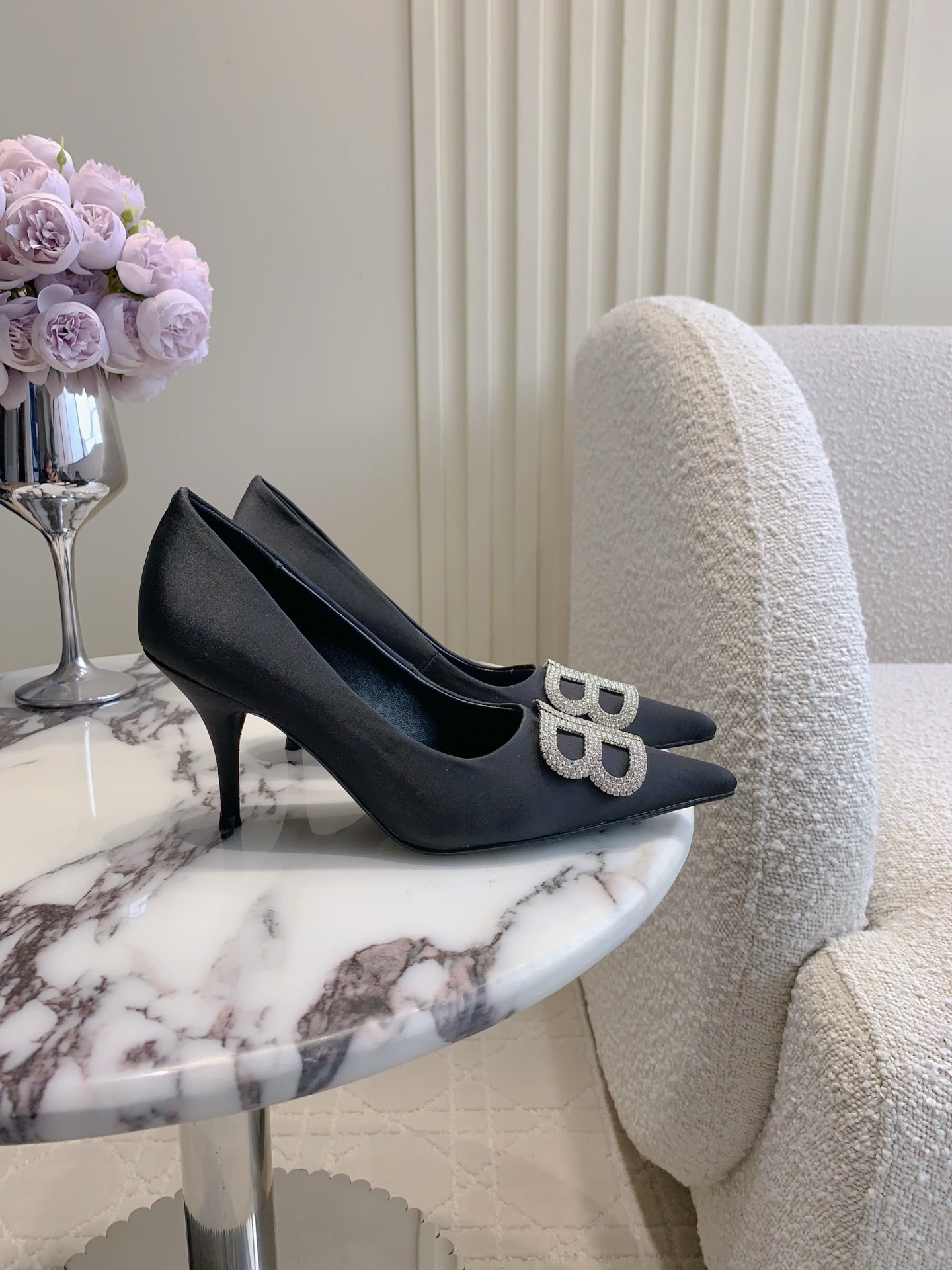 Balenciaga Classic Pointed Toe High Heel Mule Half Sandals Slipper Heels Shoes