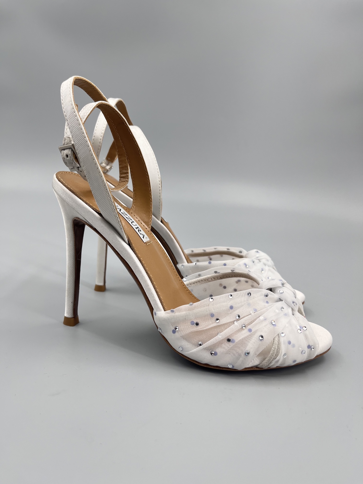 AQUAZZURA Rhinestone Embellished High Heeled Sandals Slipper Shoes
