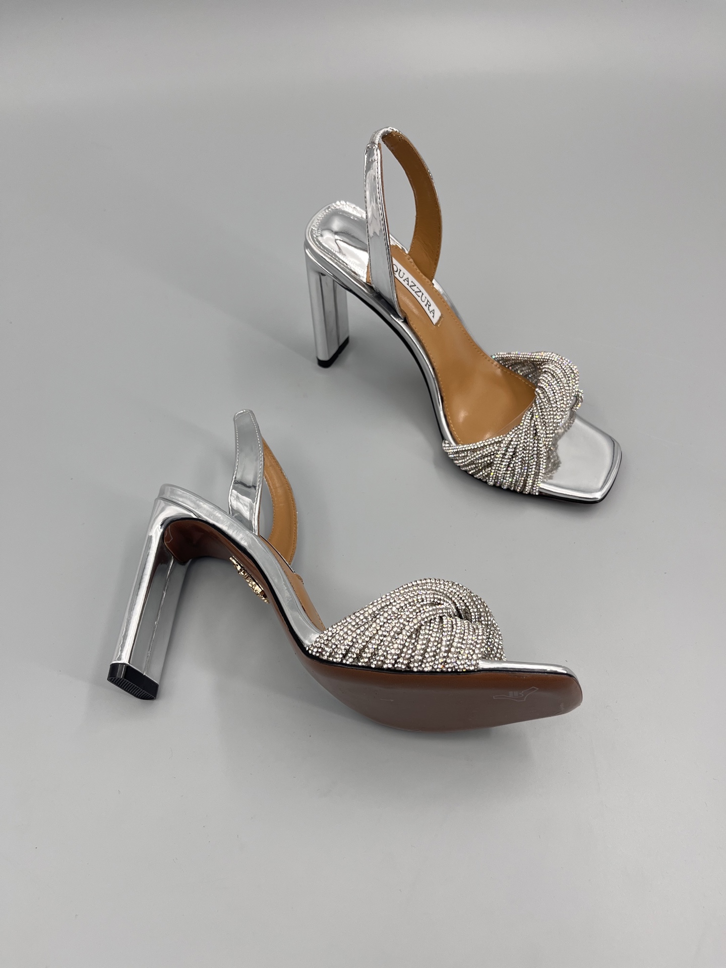 AQUAZZURA Rhinestone Embellished High Heeled Sandals Slipper Shoes