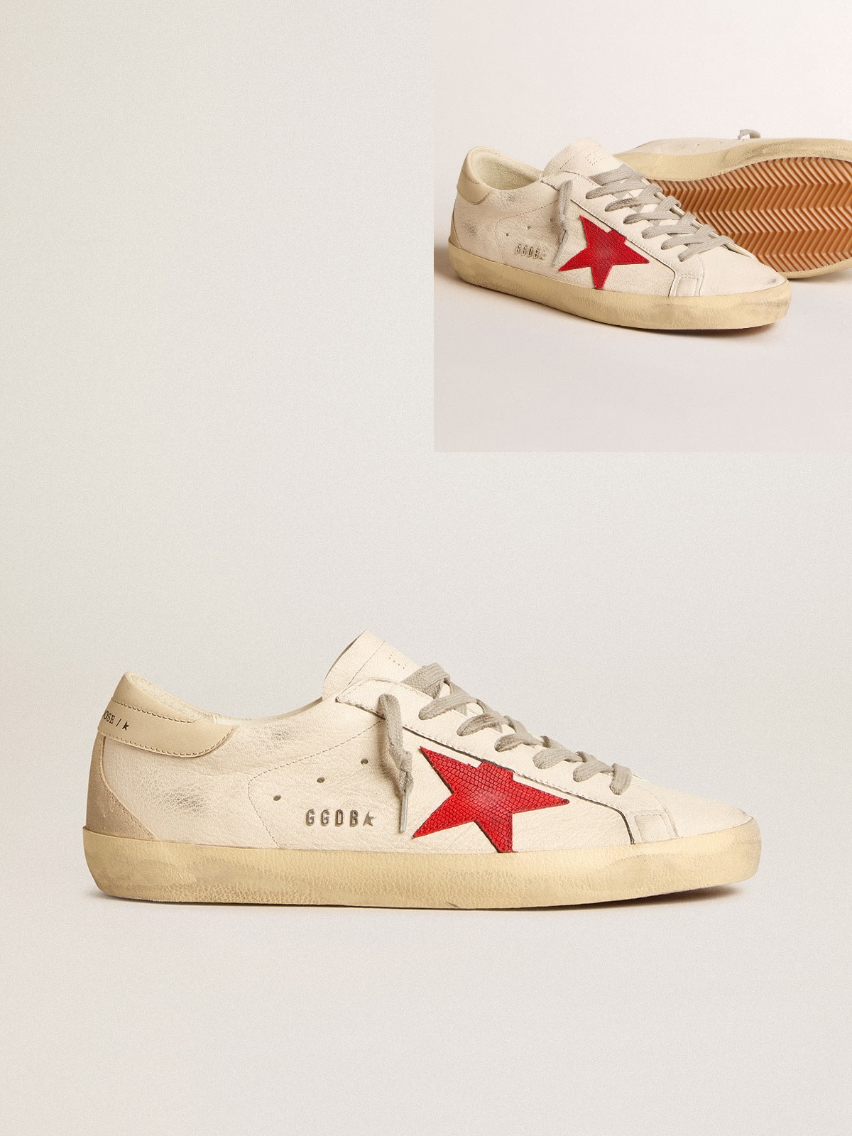Golden Goose GGDB Men's Super-Star in nappa with red star and cream leather heel tab