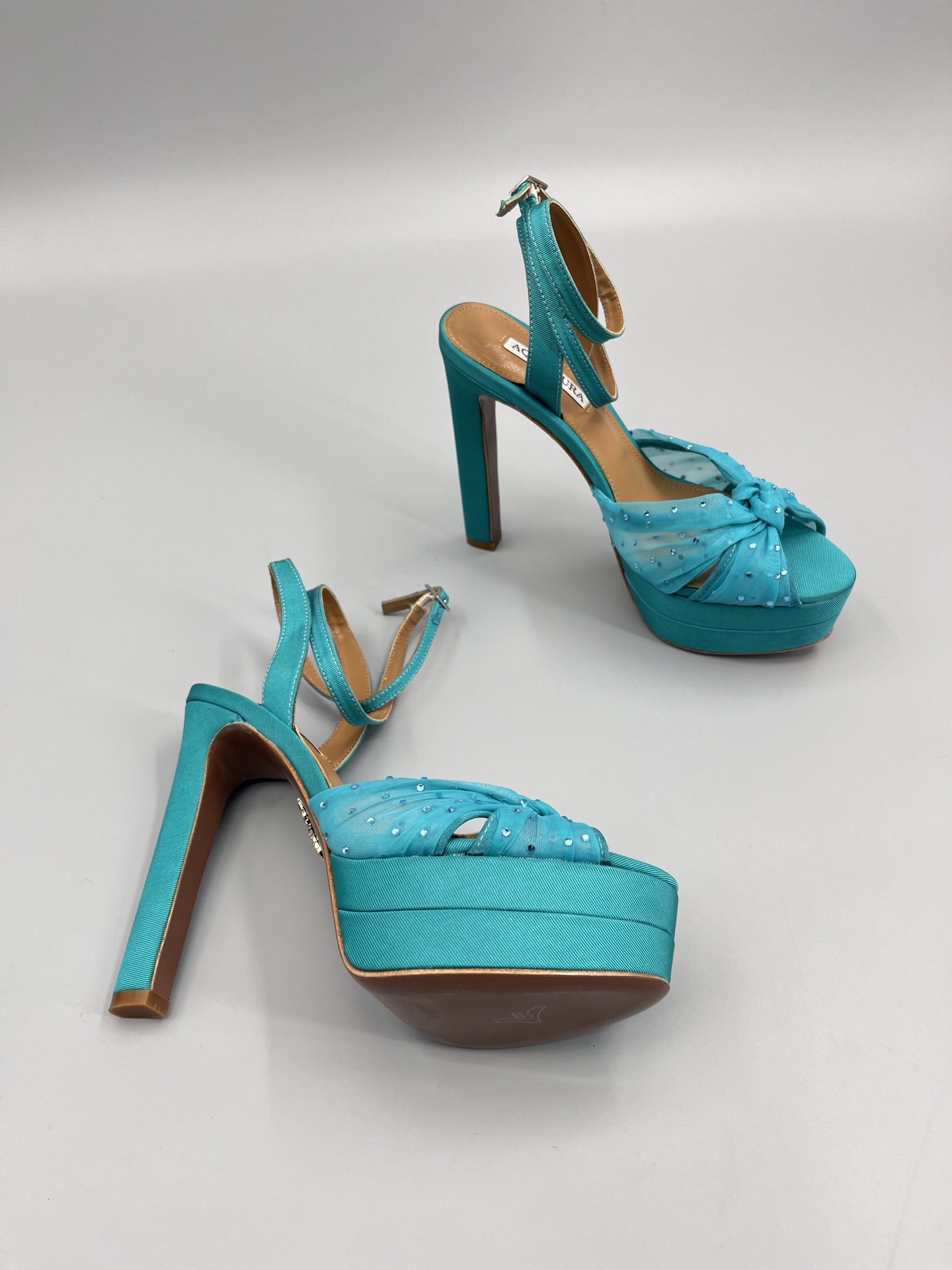 AQUAZZURA Rhinestone Embellished High Heeled Sandals Slipper Shoes