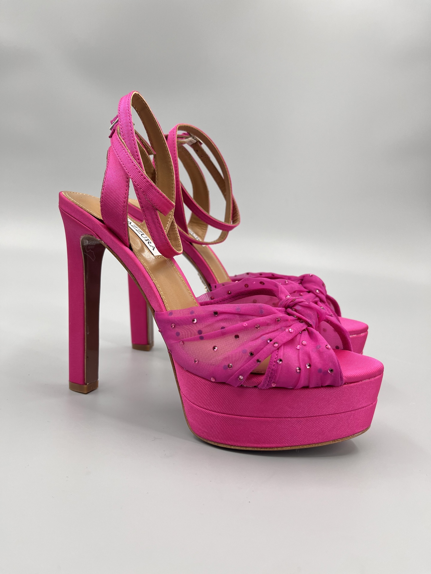 AQUAZZURA Rhinestone Embellished High Heeled Sandals Slipper Shoes