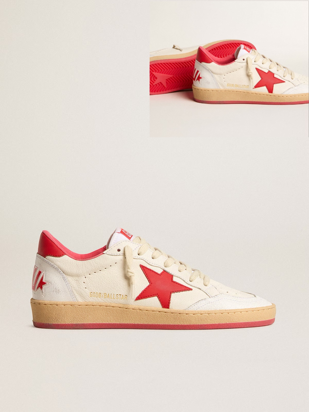 Golden Goose GGDB Golden Goose GGDB Women’s Ball Star Wishes in white leather with a red star and heel tab