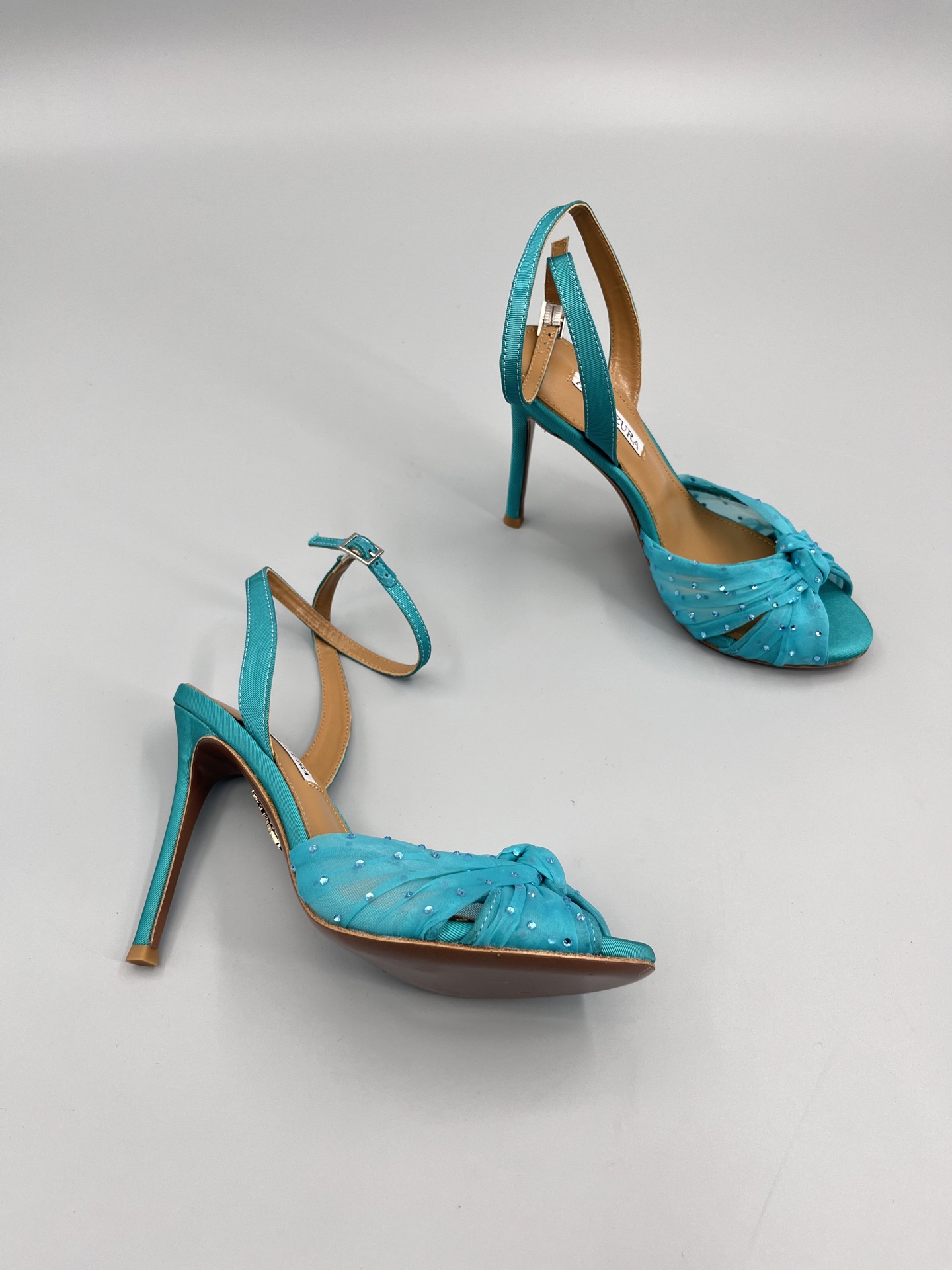 AQUAZZURA Rhinestone Embellished High Heeled Sandals Slipper Shoes
