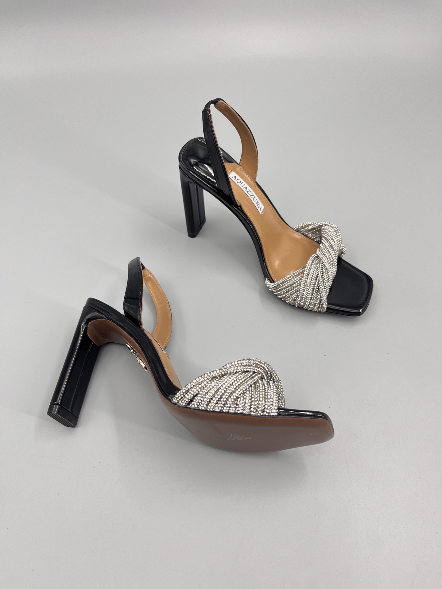 AQUAZZURA Rhinestone Embellished High Heeled Sandals Slipper Shoes
