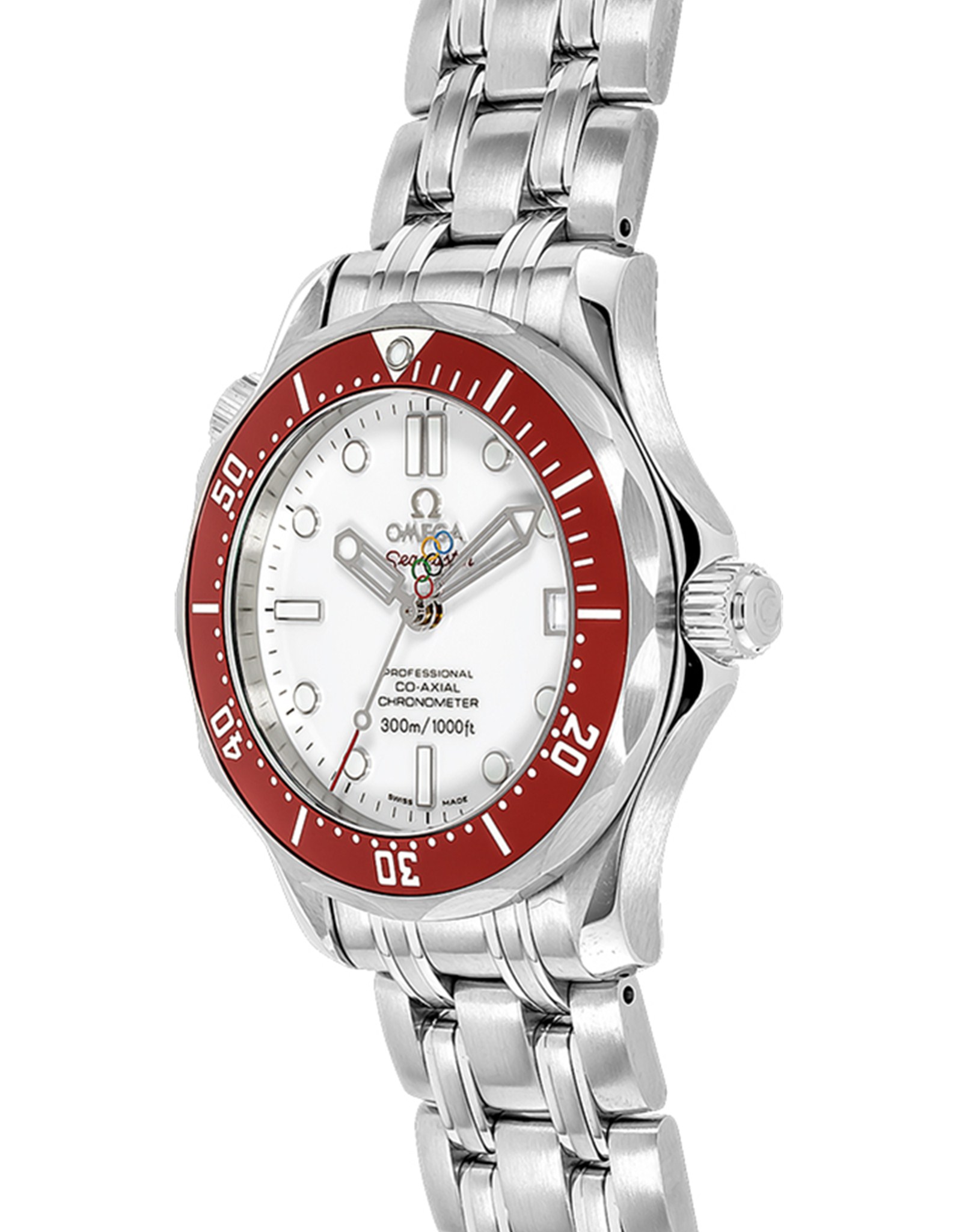 Omega Seamaster White Dial Red Bezel 212.30.36.20.04.001 36.25MM