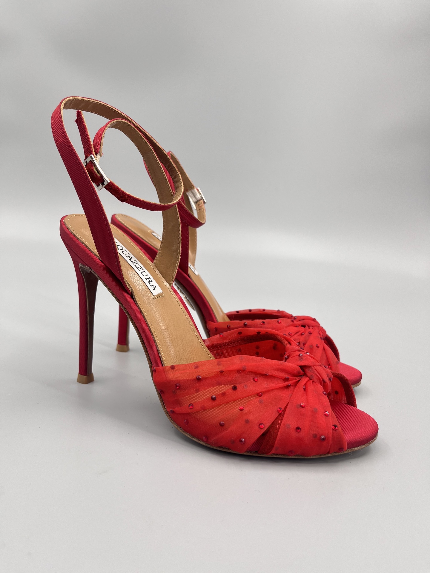 AQUAZZURA Rhinestone Embellished High Heeled Sandals Slipper Shoes