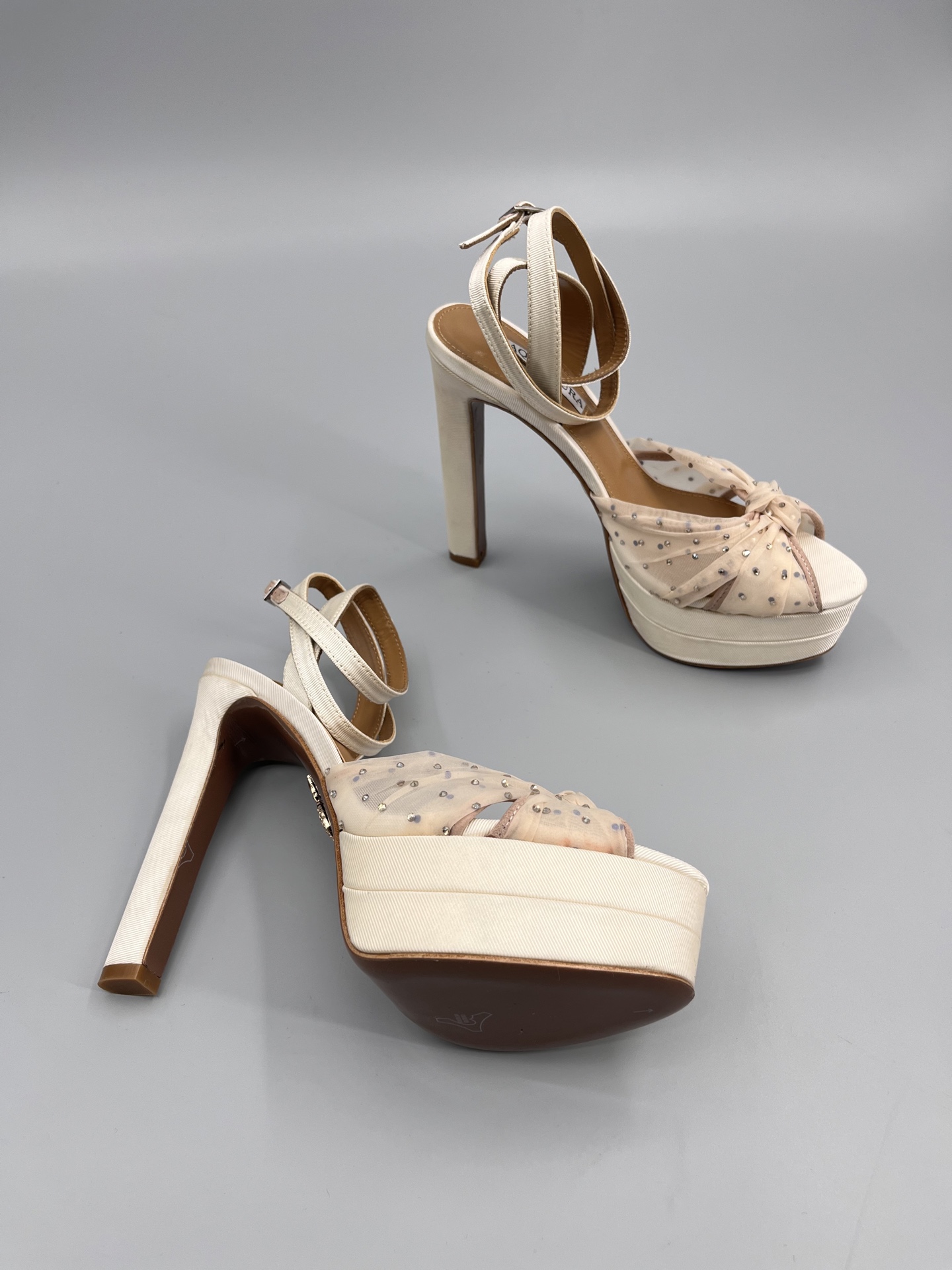 AQUAZZURA Rhinestone Embellished High Heeled Sandals Slipper Shoes