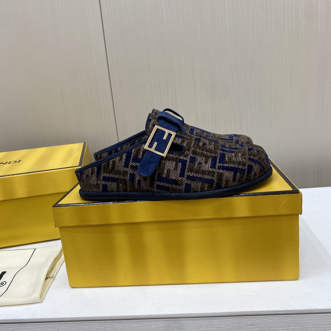 Fendi Old Flower Half Drag Strap FF Baguette Decorative Buckle Sandals Slipper