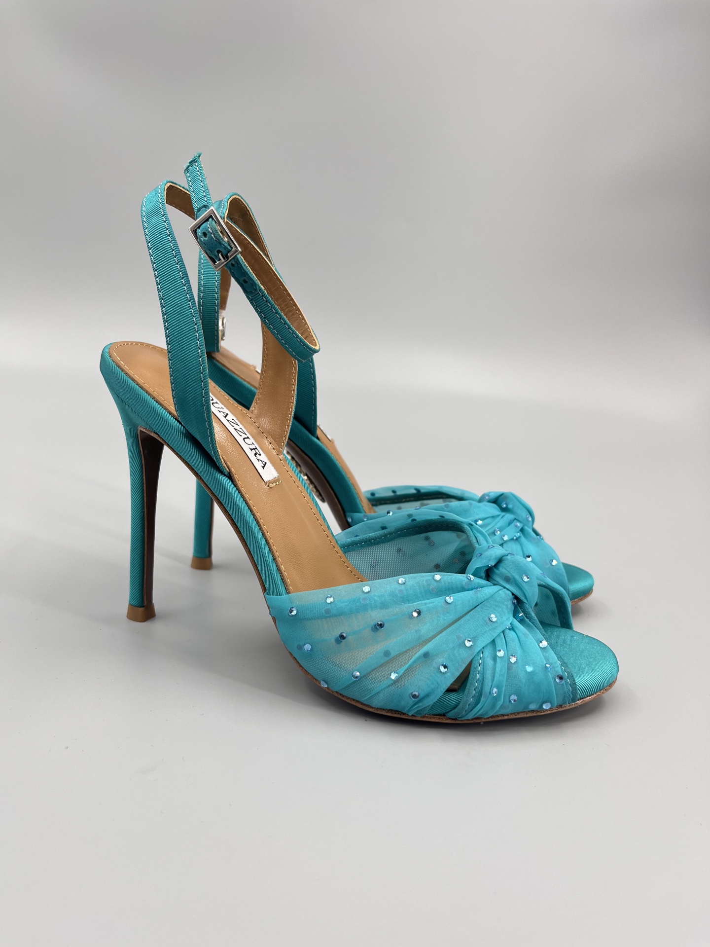 AQUAZZURA Rhinestone Embellished High Heeled Sandals Slipper Shoes