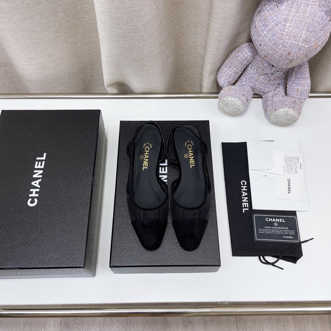 Chanel Chunky Heel High Heeled Rear Hollow Sandals Slipper Shoes