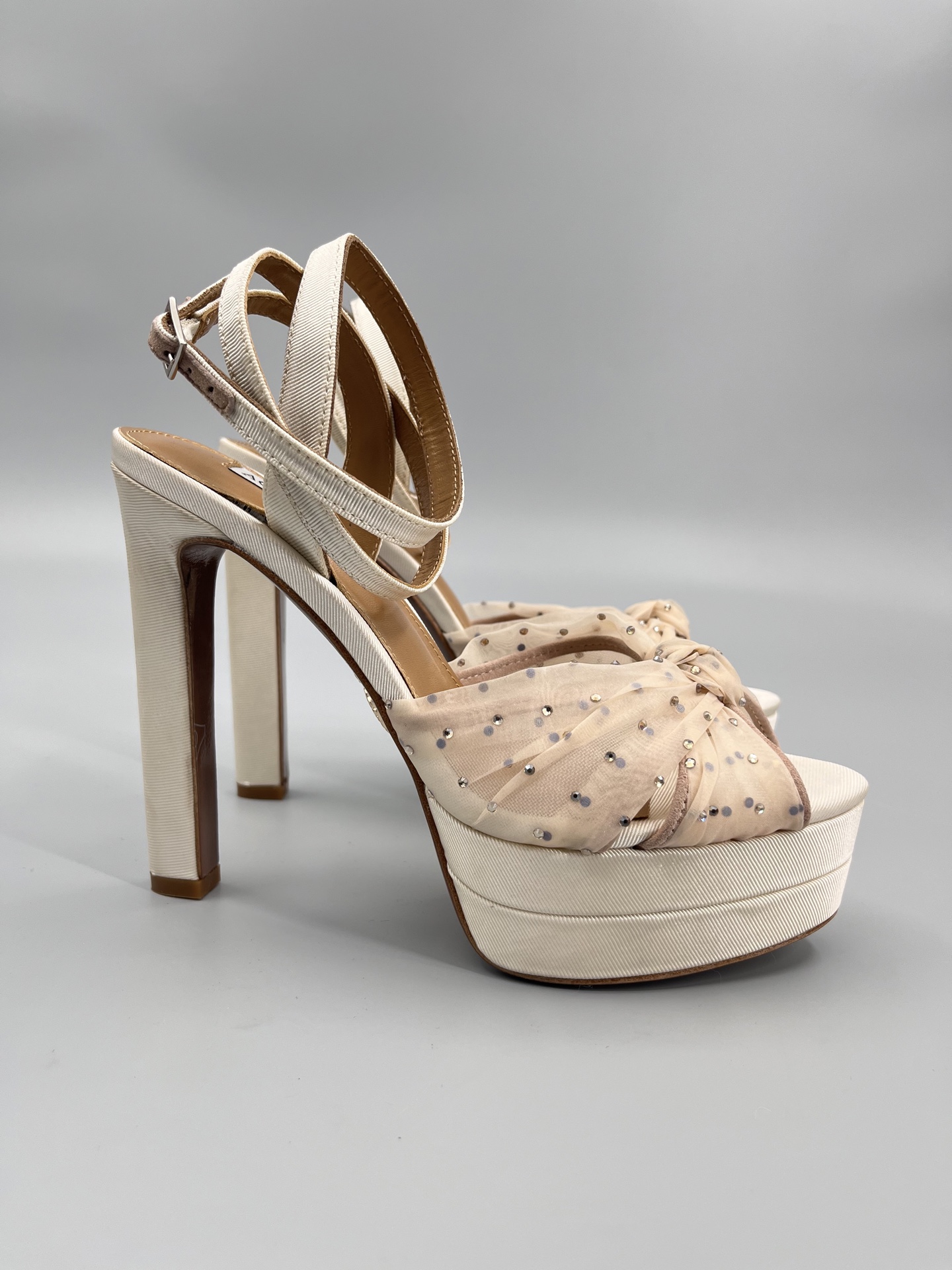 AQUAZZURA Rhinestone Embellished High Heeled Sandals Slipper Shoes