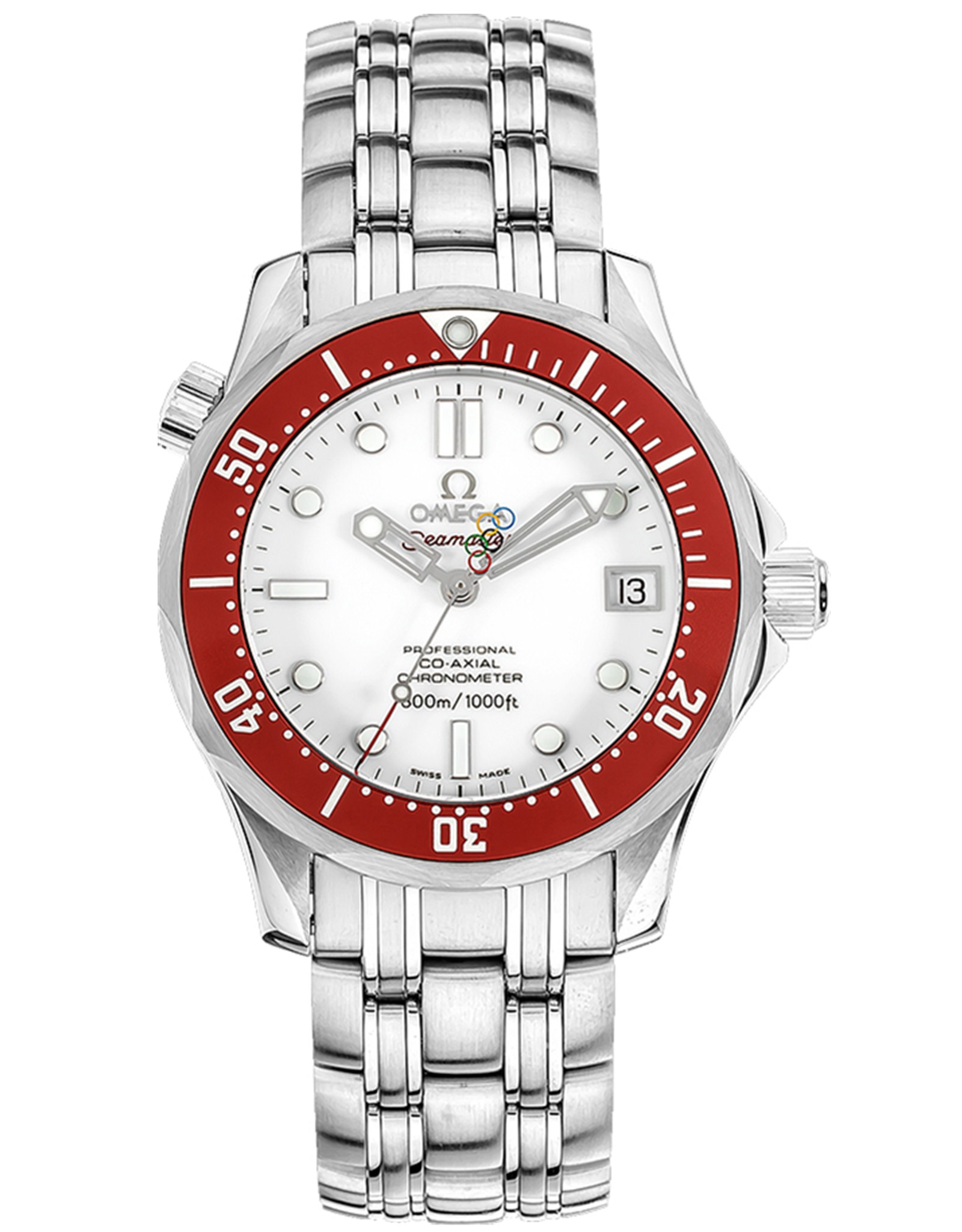 Omega Seamaster White Dial Red Bezel 212.30.36.20.04.001 36.25MM