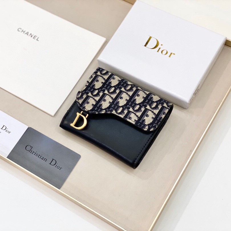 Dior Old Flower Embroidered Printed Patchwork Calfskin Saddle Bag Wallet