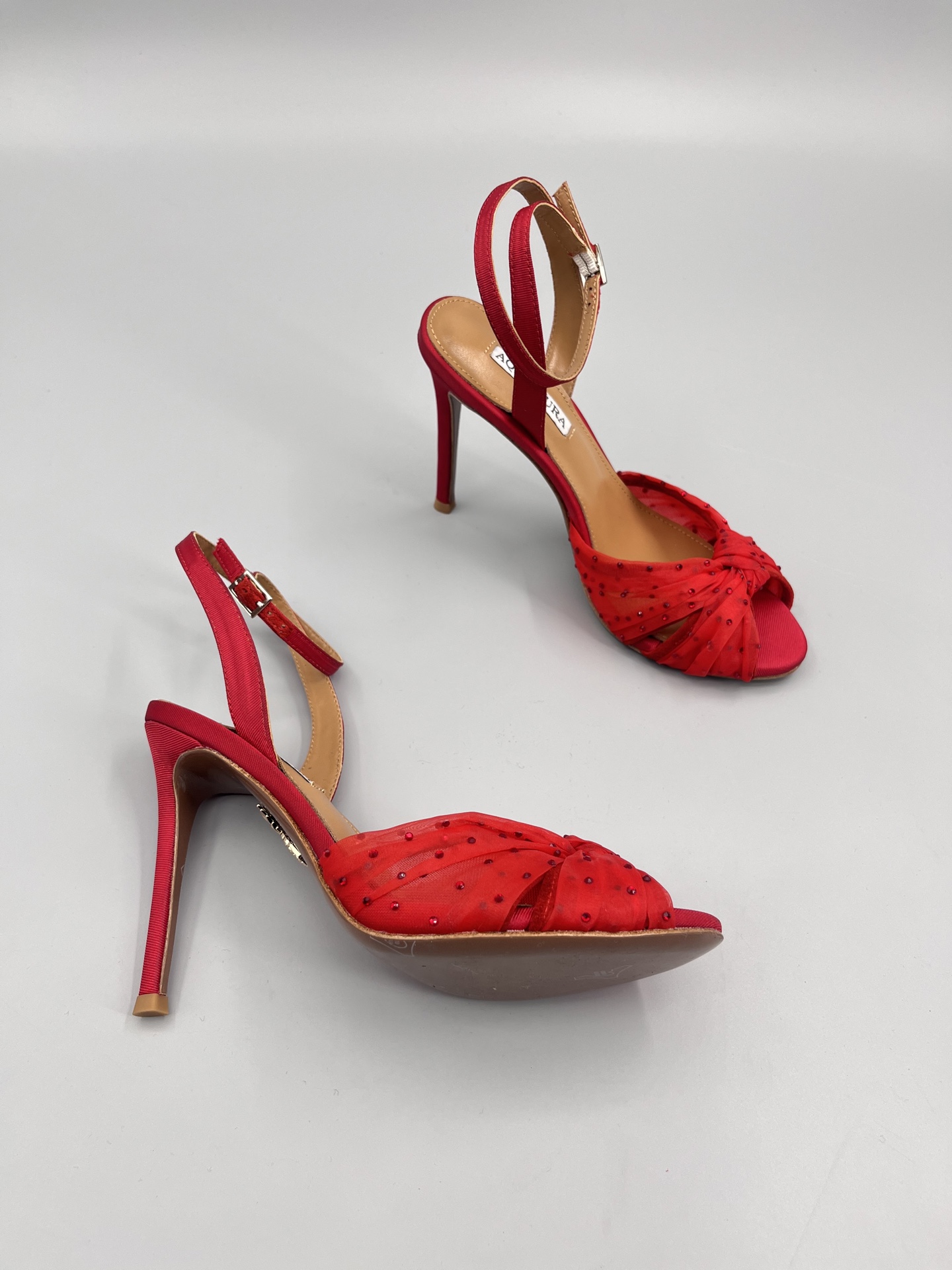 AQUAZZURA Rhinestone Embellished High Heeled Sandals Slipper Shoes