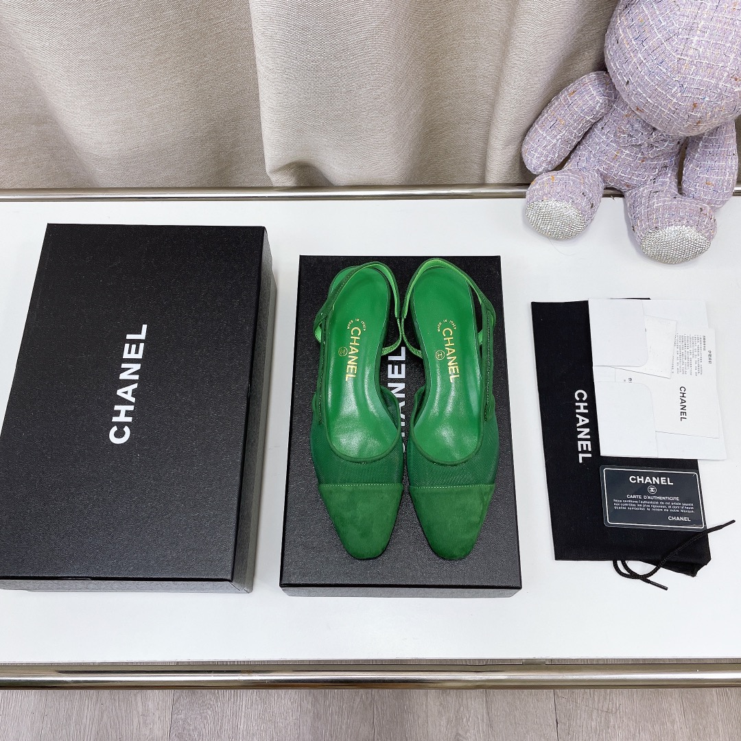 Chanel Chunky Heel High Heeled Rear Hollow Sandals Slipper Shoes