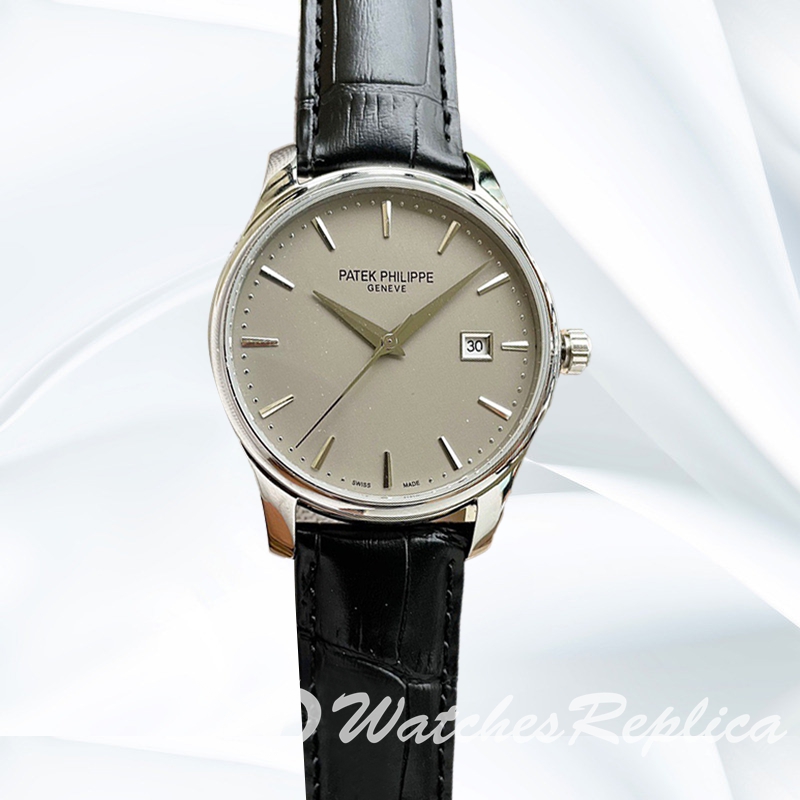 Patek Philippe Calatrava Men's 5227G 001 1 40mm Leather Strap Silver tone