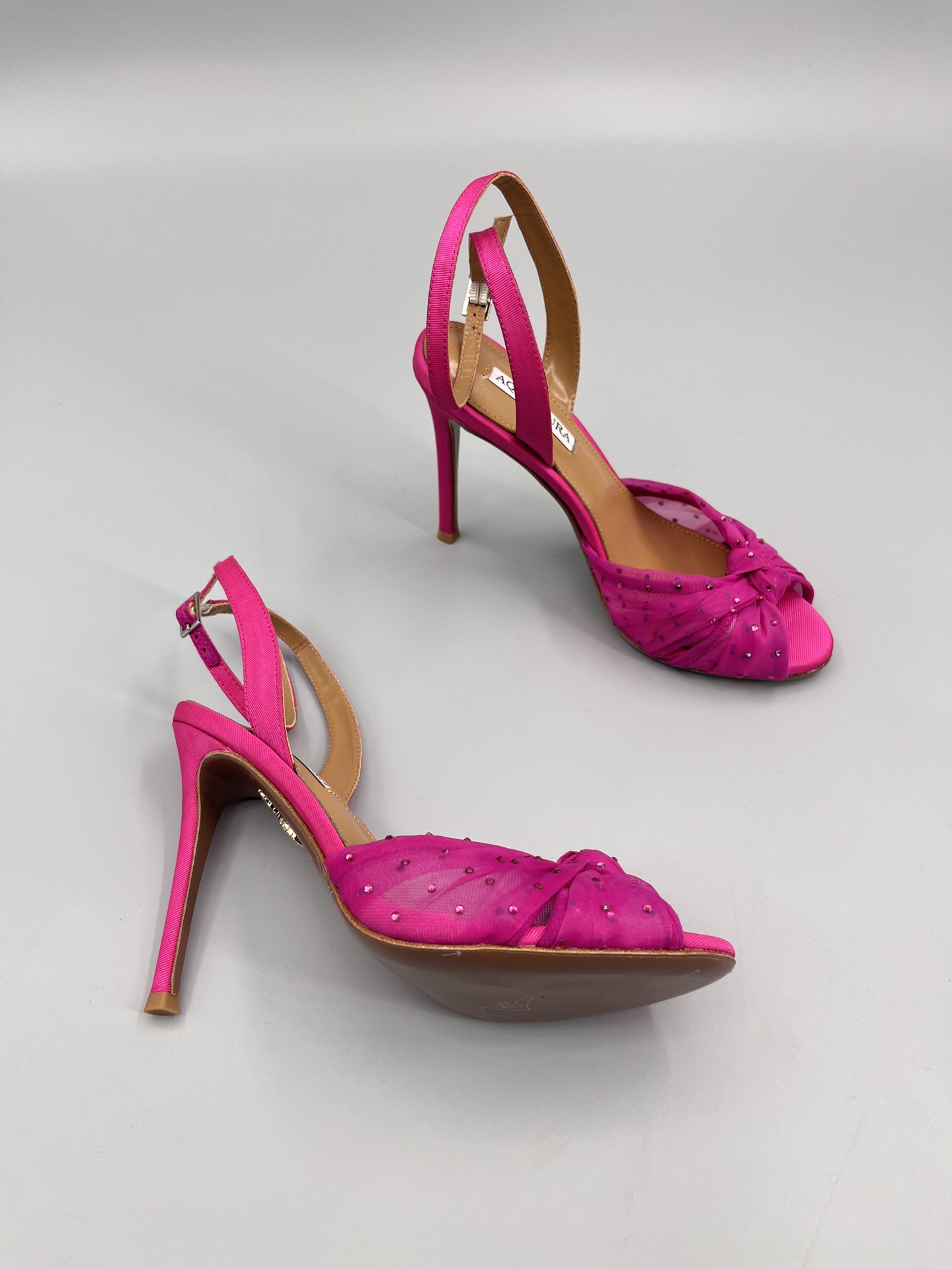 AQUAZZURA Rhinestone Embellished High Heeled Sandals Slipper Shoes