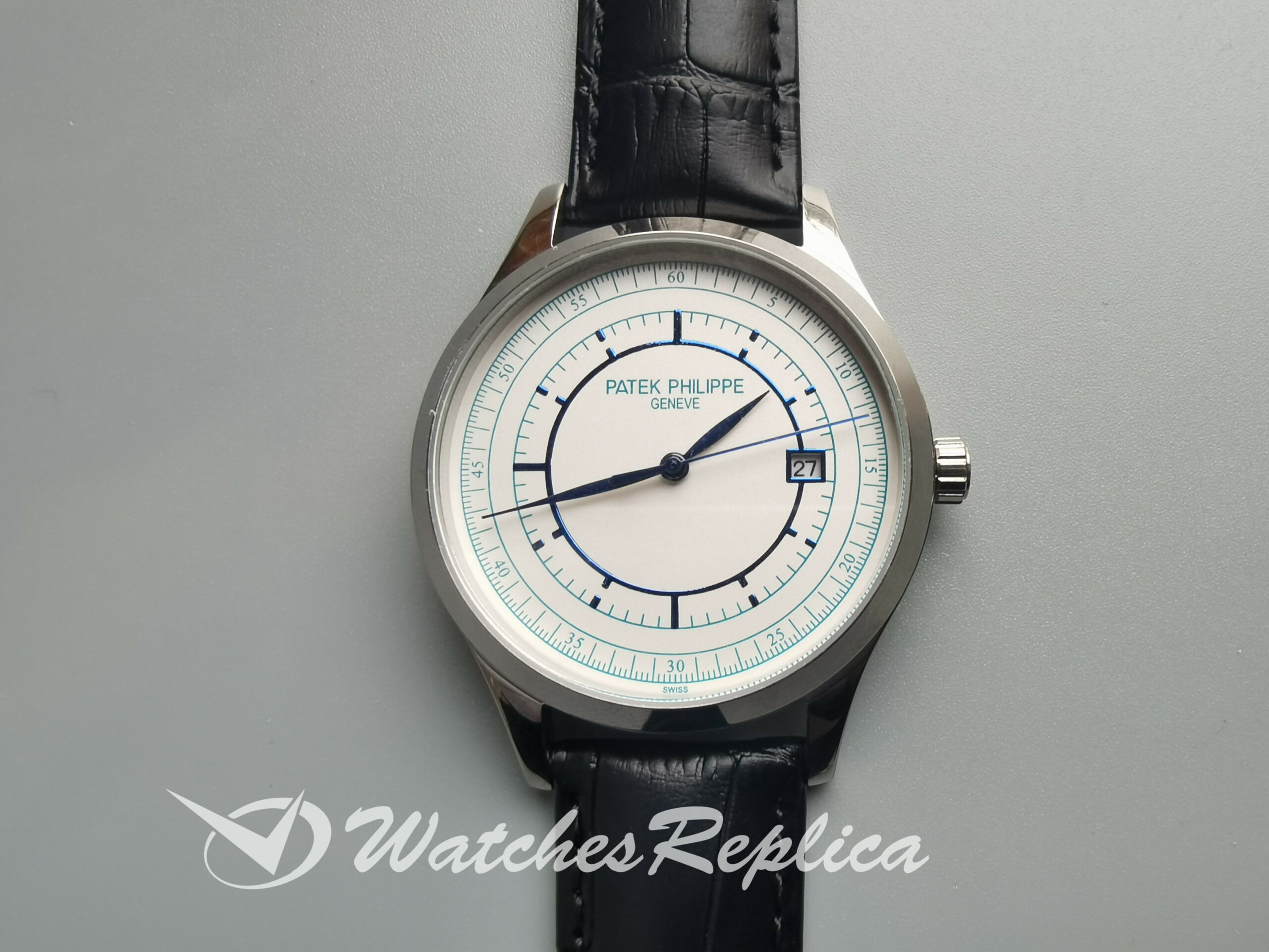 Patek Philippe Calatrava 5296g 38mm White Gold Leather And Silver Dial For Men Watch