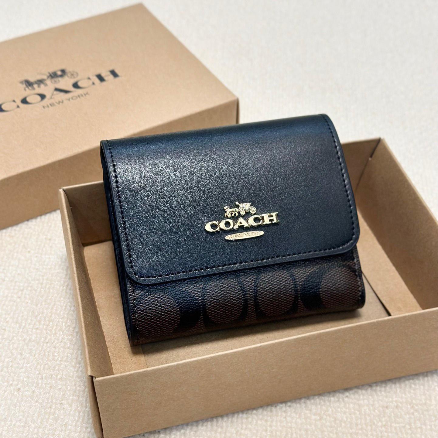 COACH Classic Old Flower Canvas Patchwork Leather Card Case Wallet