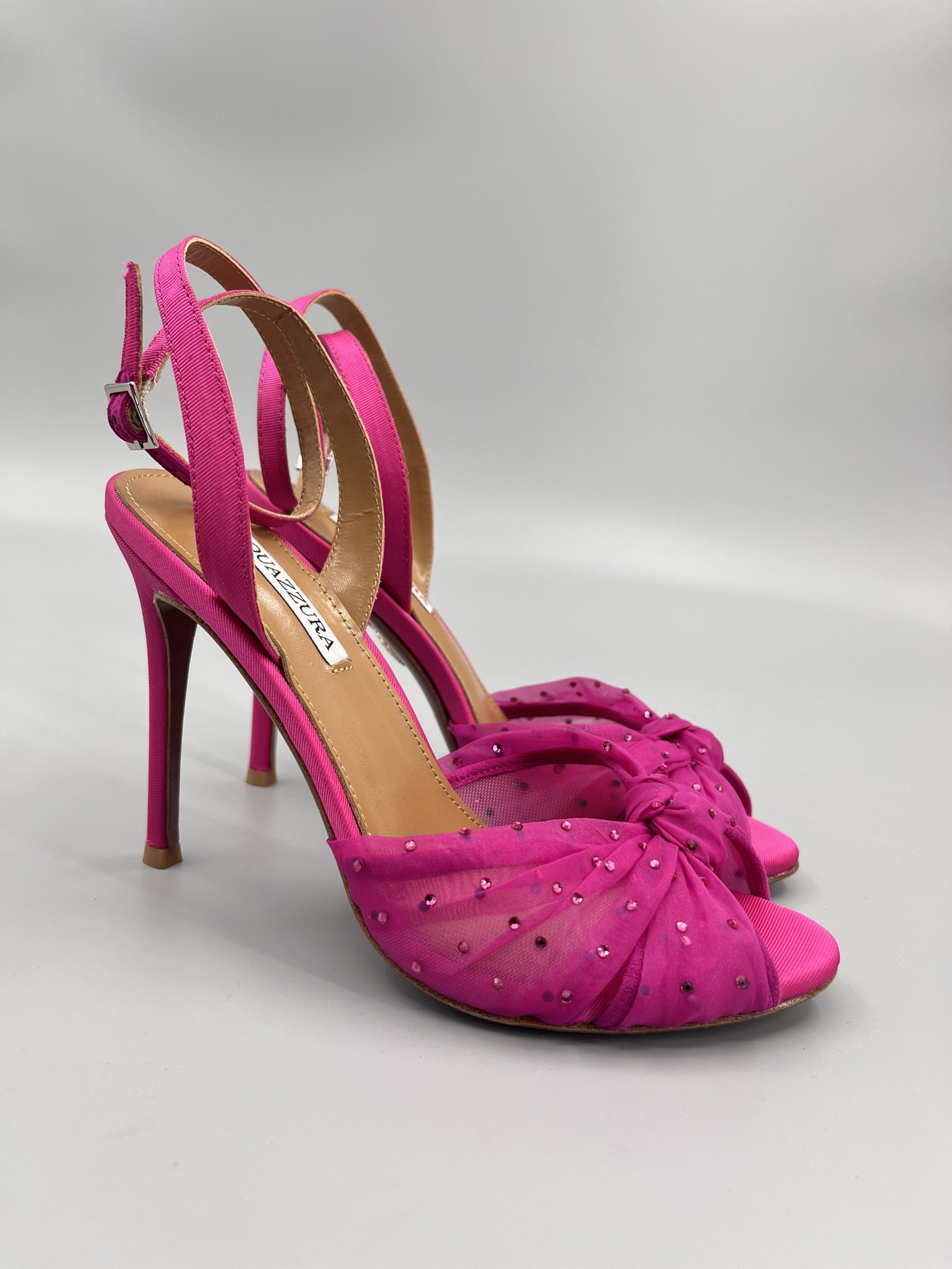 AQUAZZURA Rhinestone Embellished High Heeled Sandals Slipper Shoes