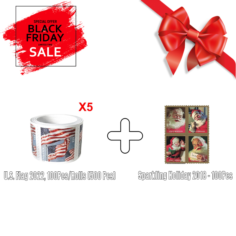 2 in 1 Bundle 02 - U.S. Flag 2022. 100Pcs/Rolls (500 Pcs)/The Star Spangled Banner 2014