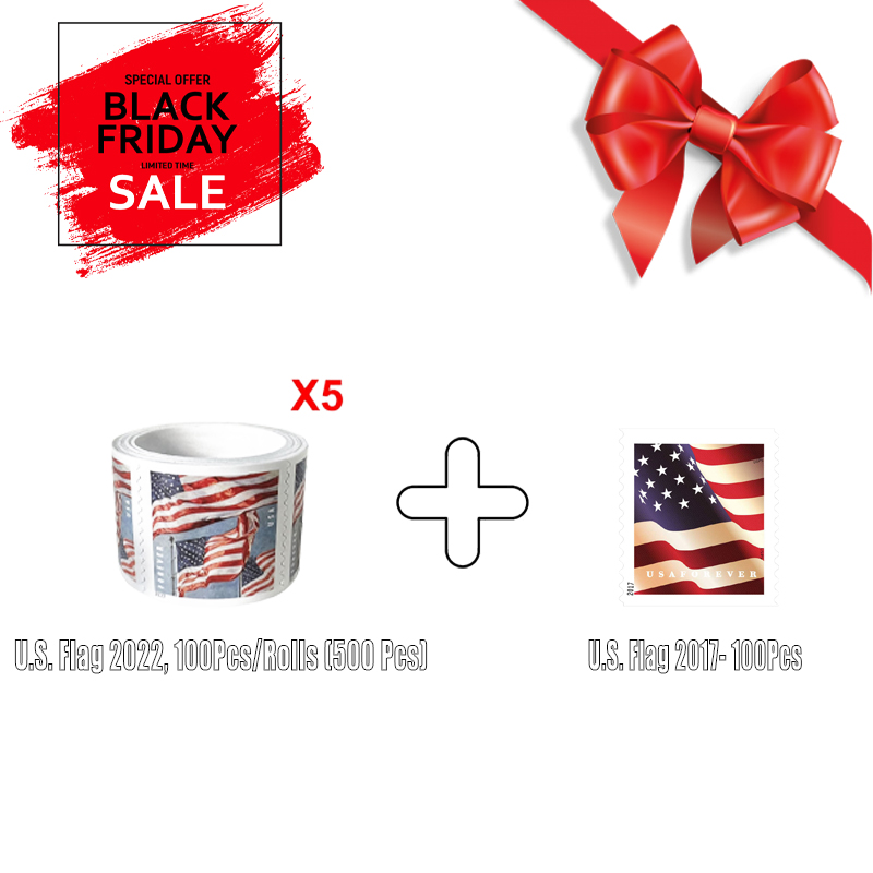2 in 1 Bundle 07 - U.S. Flag 2022. 100Pcs/Rolls (500 Pcs)/U.S. Flag 2017