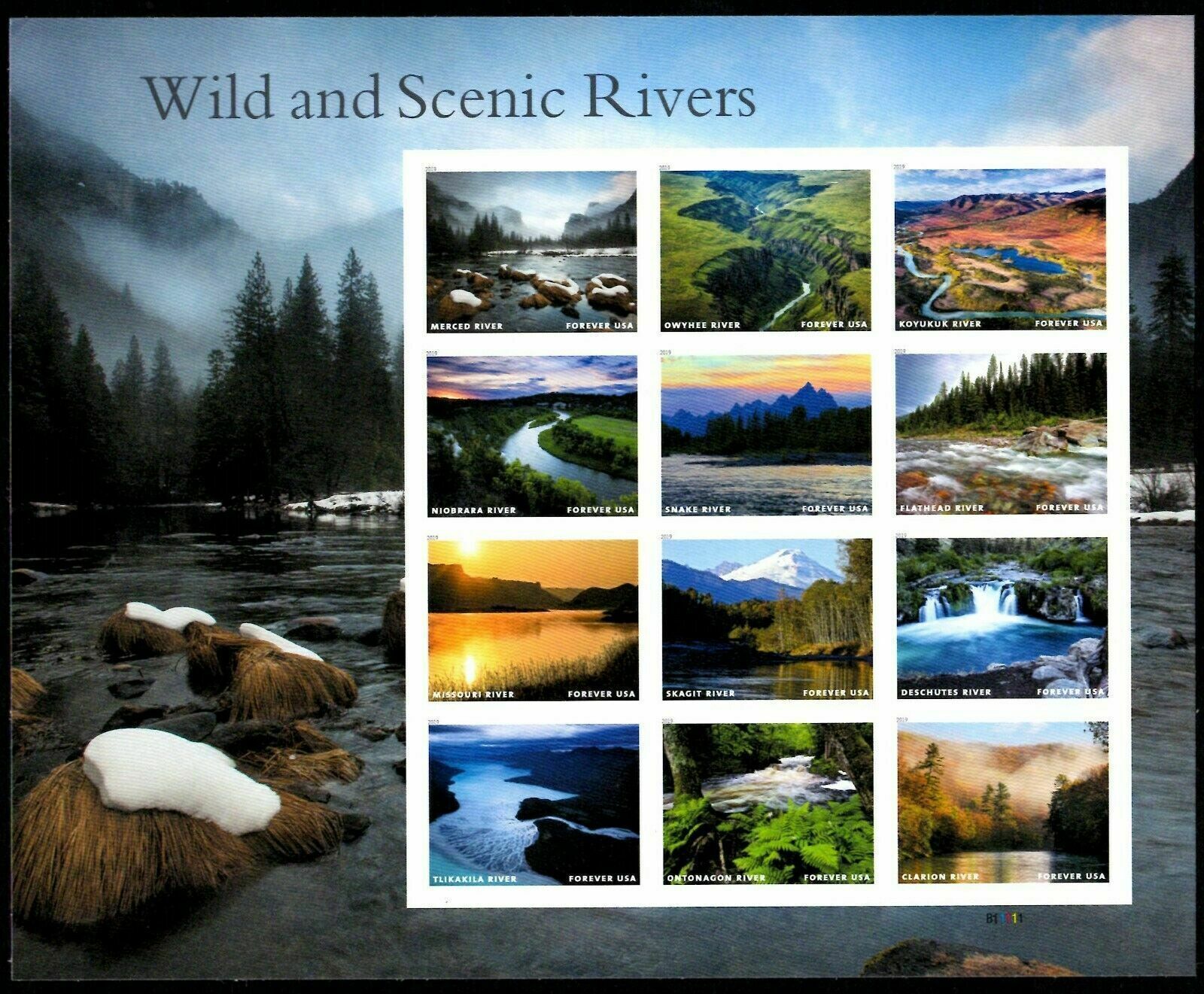 2019 US Stamp - Wild and Scenic Rivers - 12 Forever Stamps