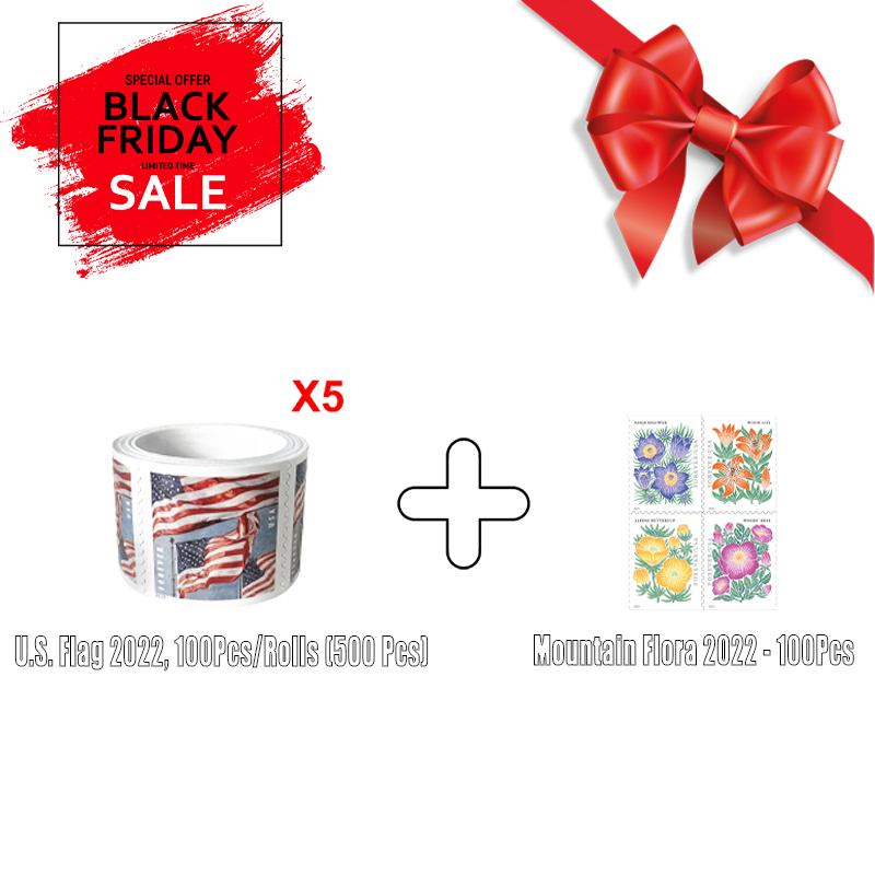 2 in 1 Bundle 04 - U.S. Flag 2022. 100Pcs/Rolls (500 Pcs)/Mountain Flora 2022