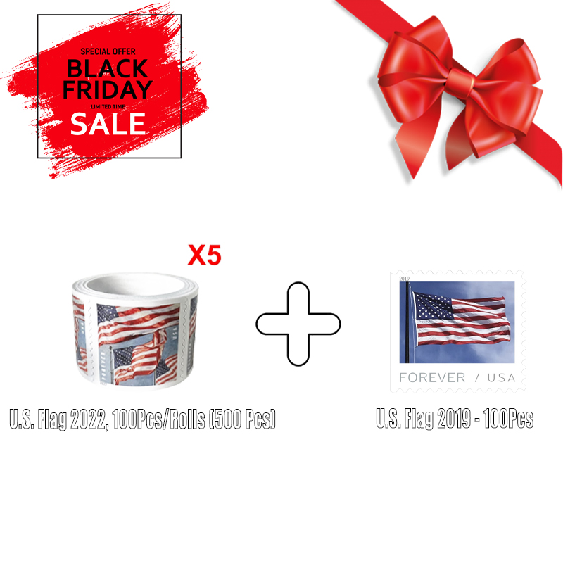 2 in 1 Bundle 03 - U.S. Flag 2022. 100Pcs/Rolls (500 Pcs)/U.S. Flag 2019